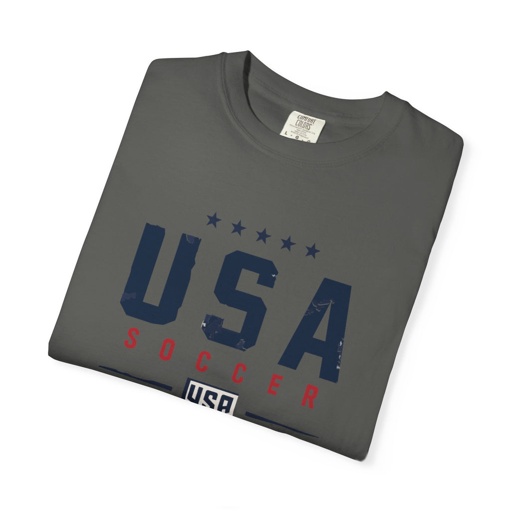 USA Soccer T-Shirt — Vintage Patriotic Soccer Tee with Crest