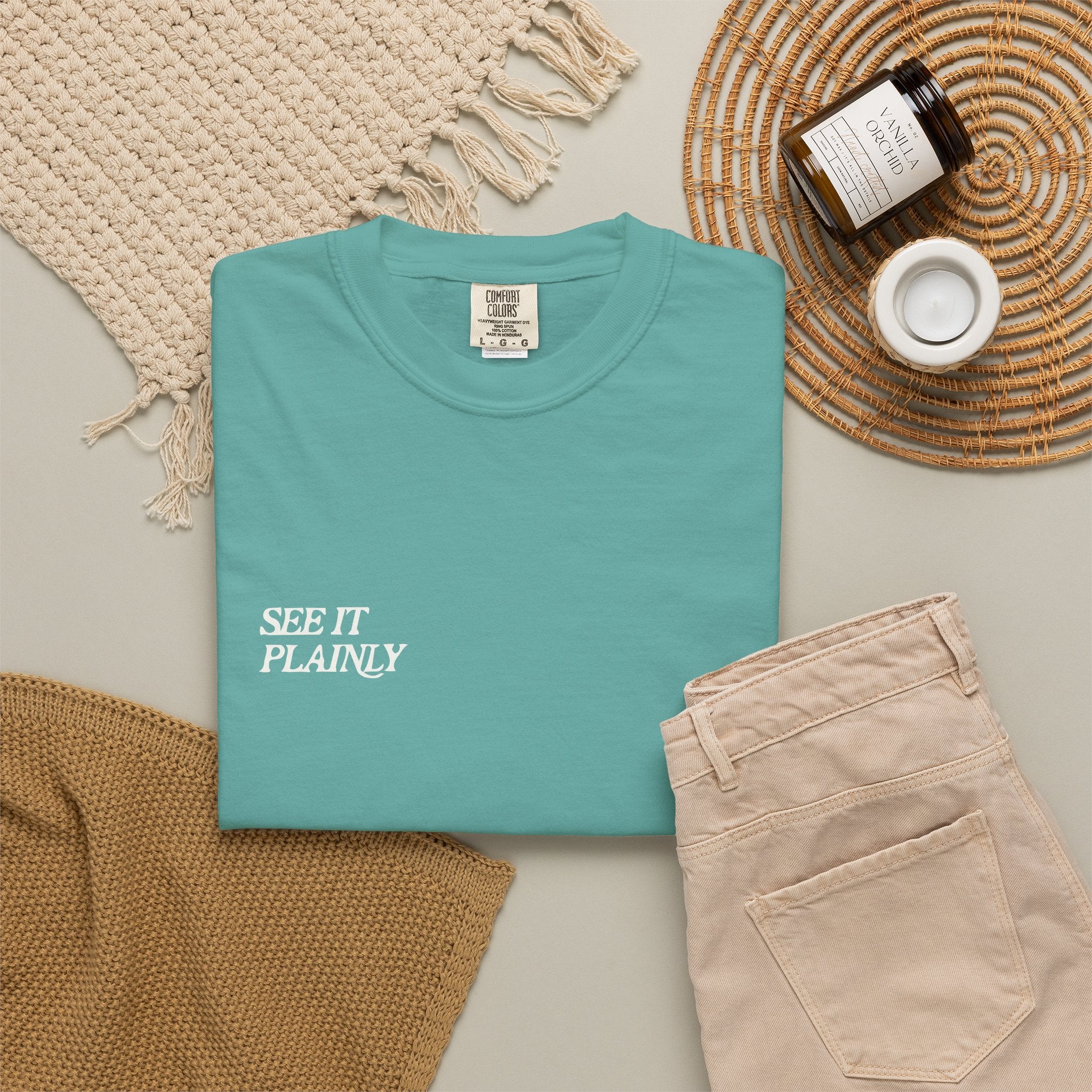 Clarity T-Shirt — "See It Plainly" Minimal Motivational Tee Cream lettering