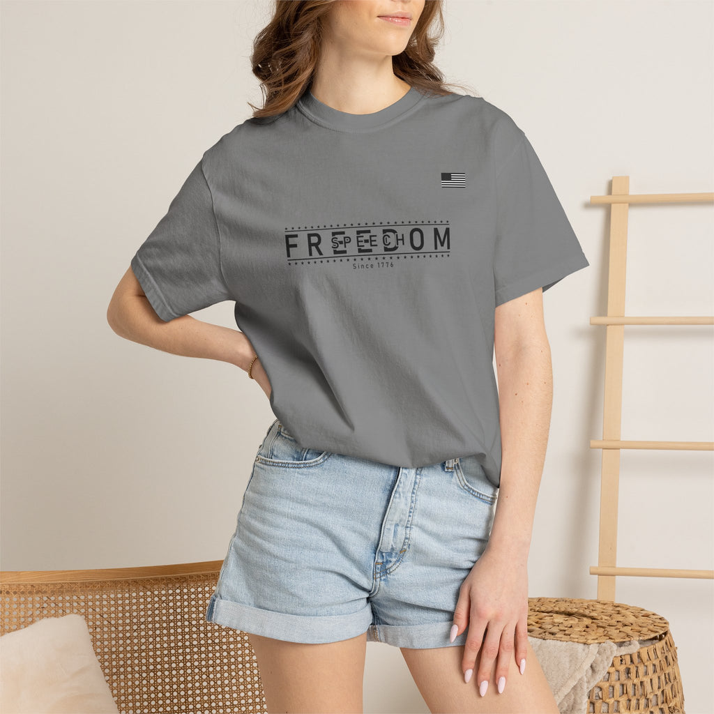 Freedom of Speech 1776–2026 T-Shirt | America's 250th Anniversary Patriotic Tee | Grey
