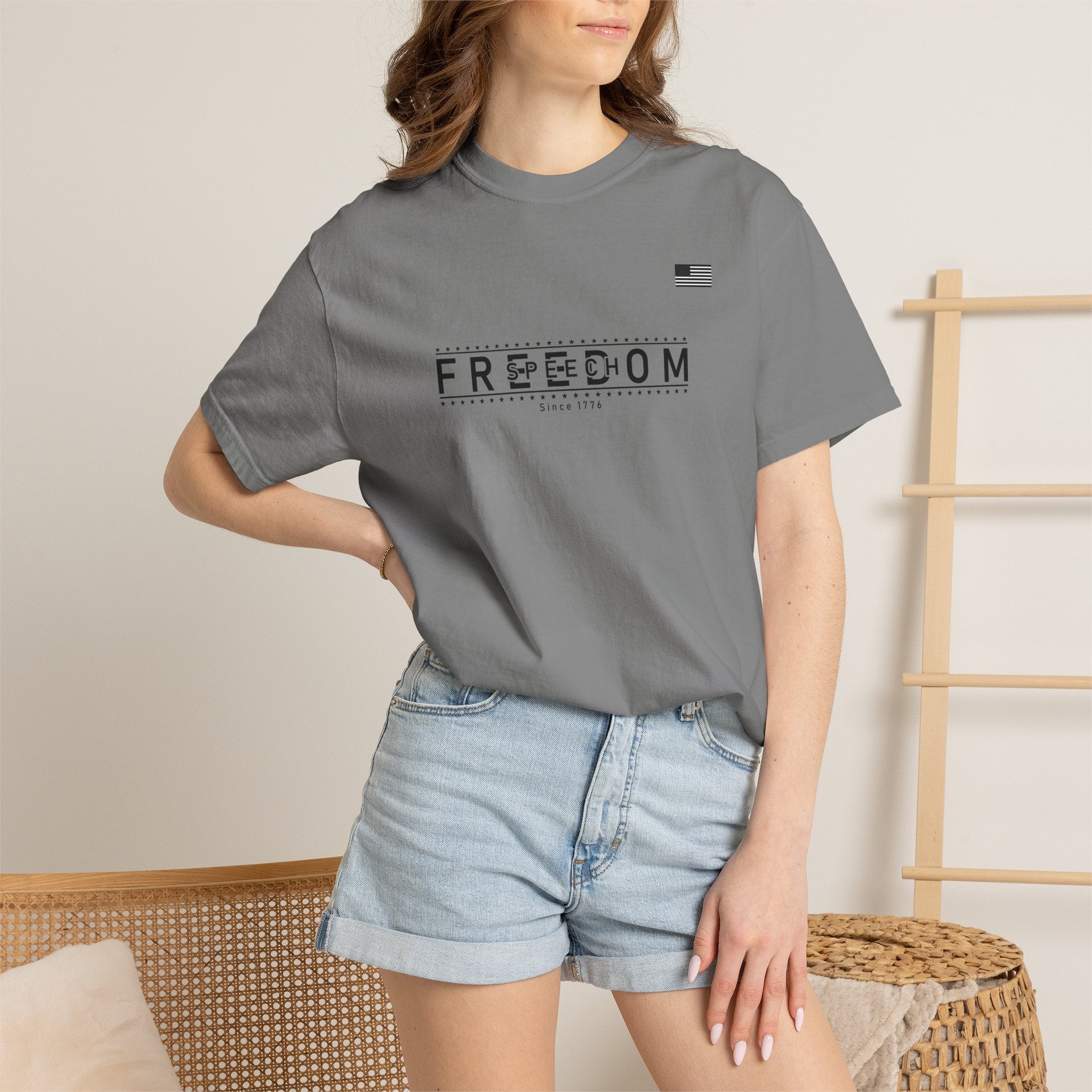 Freedom of Speech 1776–2026 T-Shirt | America's 250th Anniversary Patriotic Tee | Grey