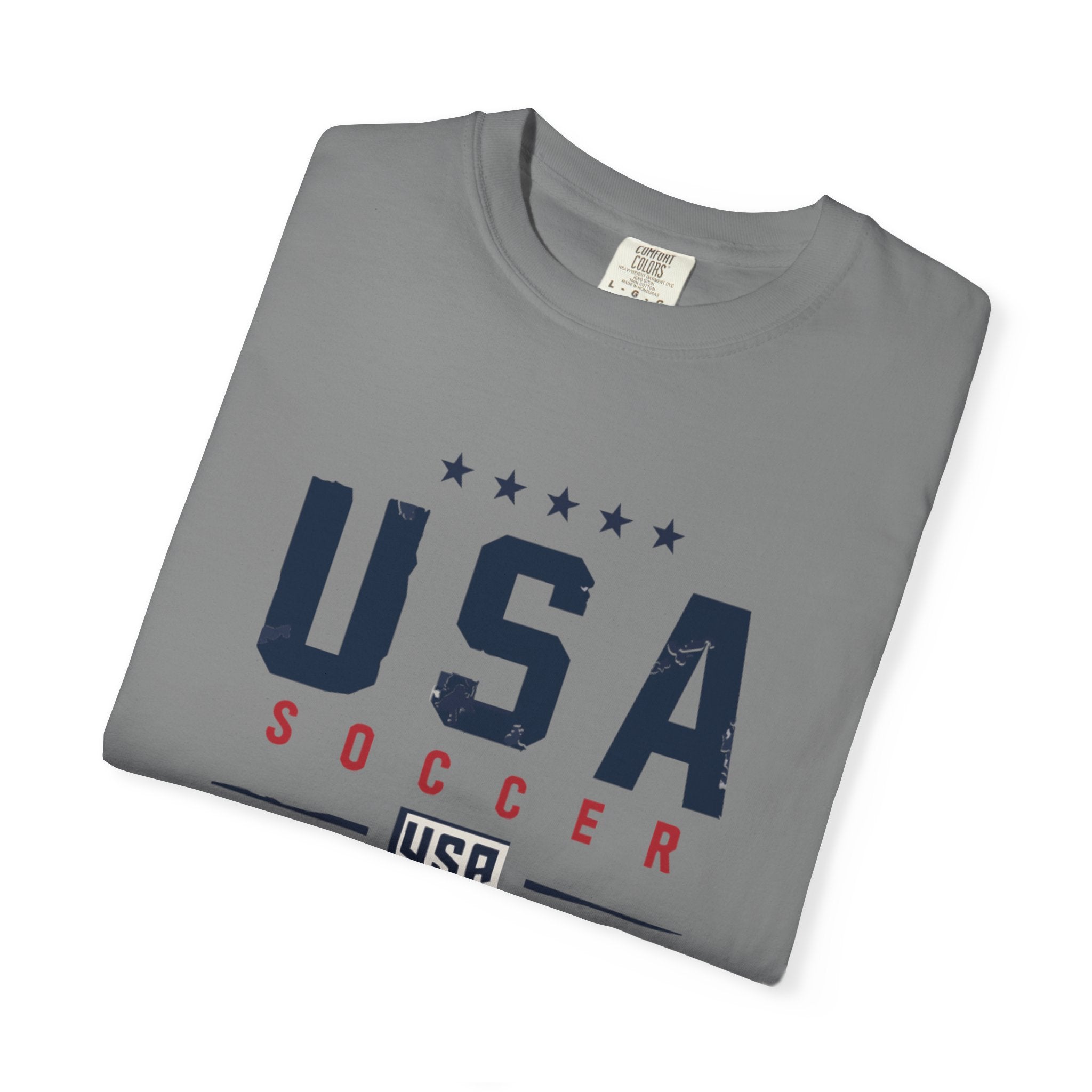 USA Soccer T-Shirt — Vintage Patriotic Soccer Tee with Crest