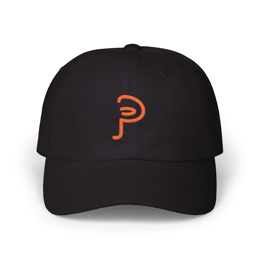 Plainly Dad Cap — Minimal Orange 'P' Embroidered Baseball Hat