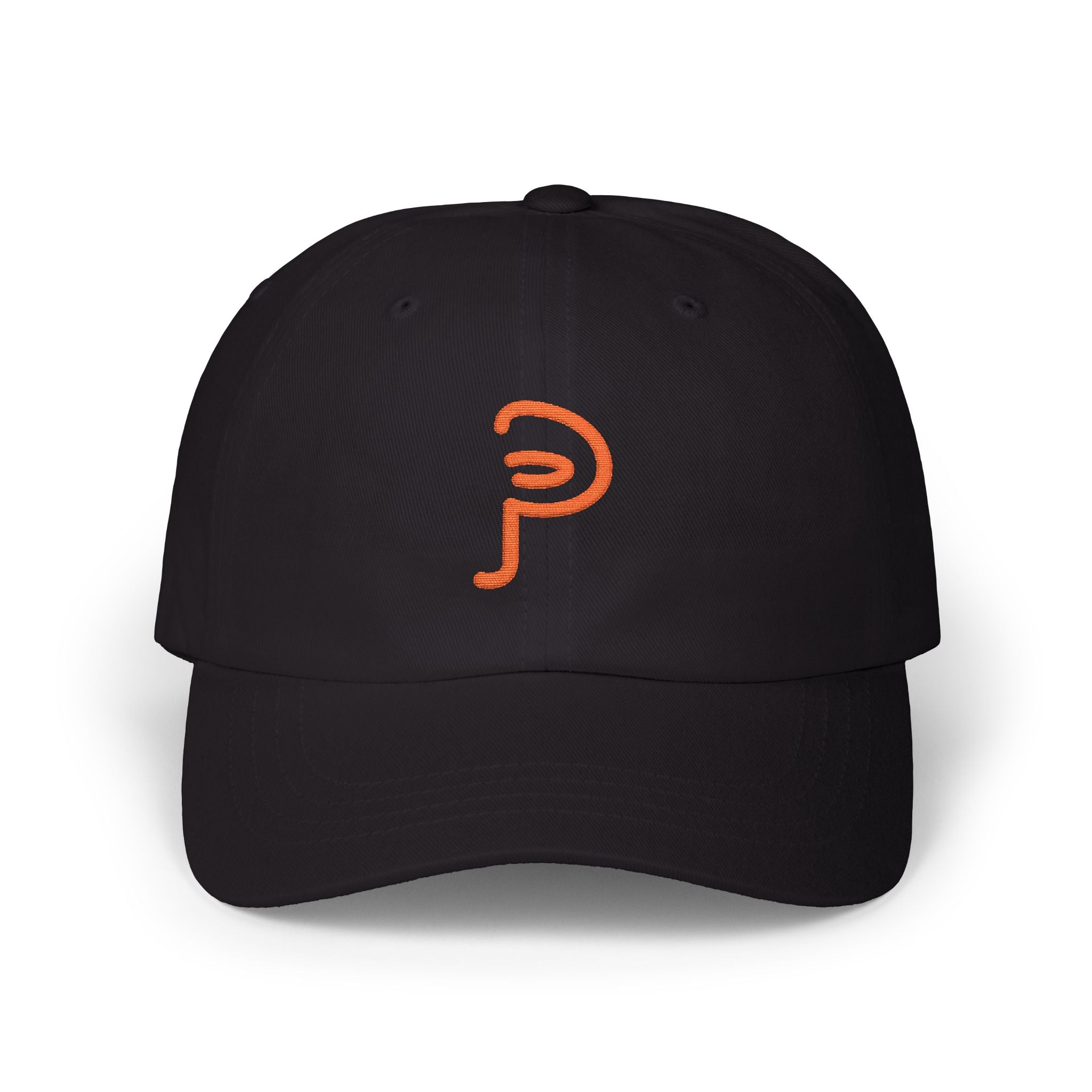 Plainly Dad Cap — Minimal Orange 'P' Embroidered Baseball Hat