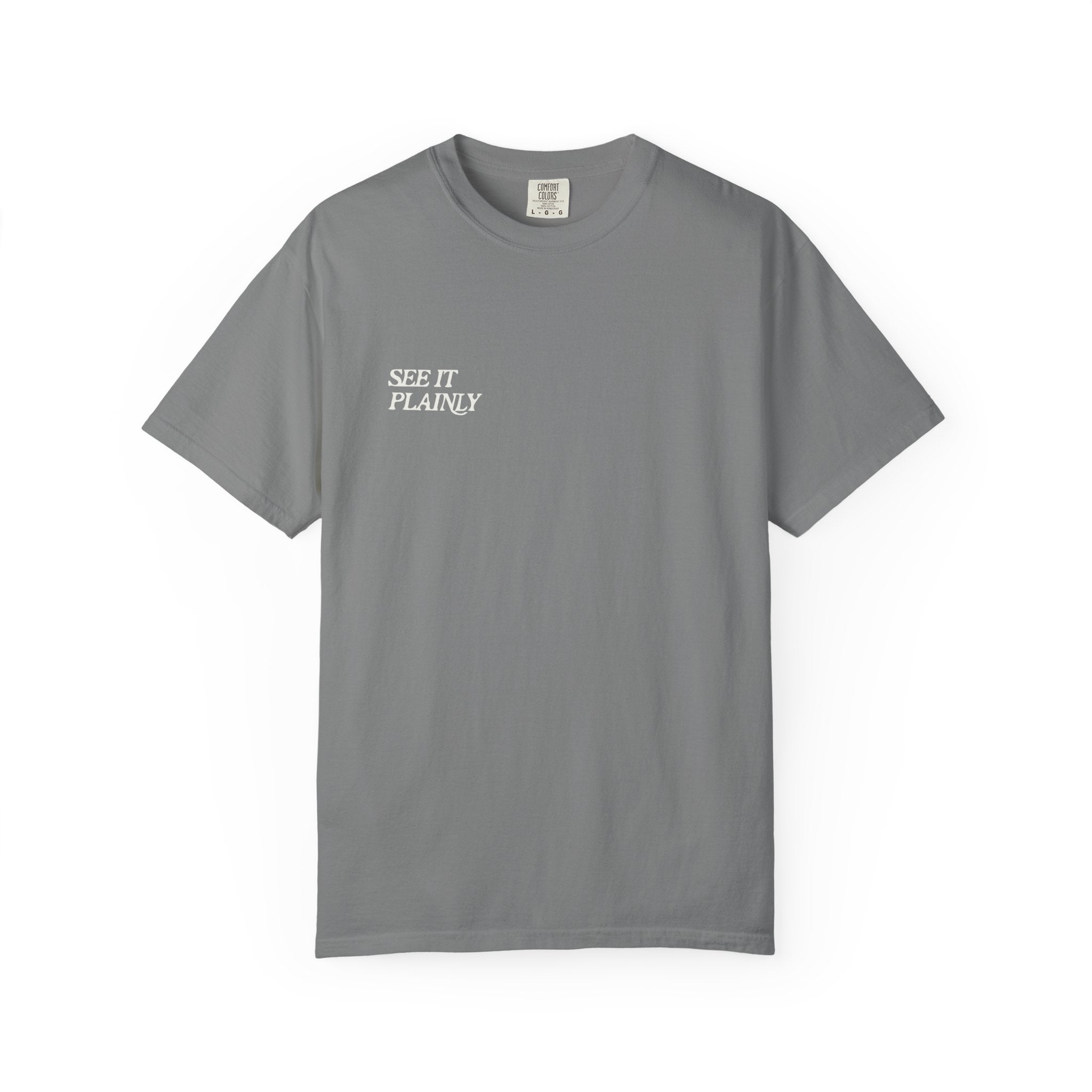 Clarity T-Shirt — "See It Plainly" Minimal Motivational Tee Cream lettering
