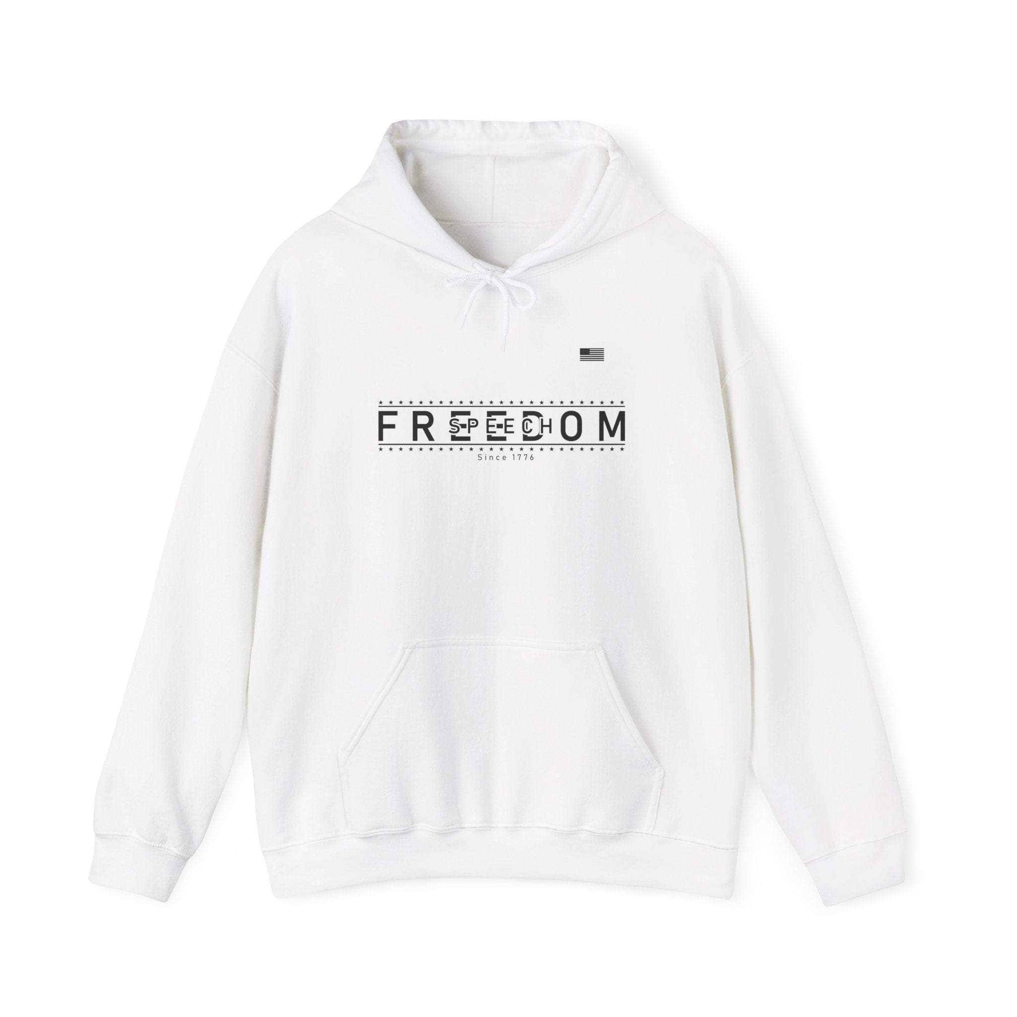 Freedom Hoodie — 'We the People' Monochrome American Flag Sweatshirt