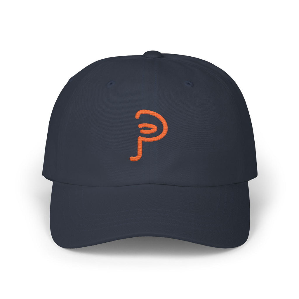 Plainly Dad Cap — Minimal Orange 'P' Embroidered Baseball Hat