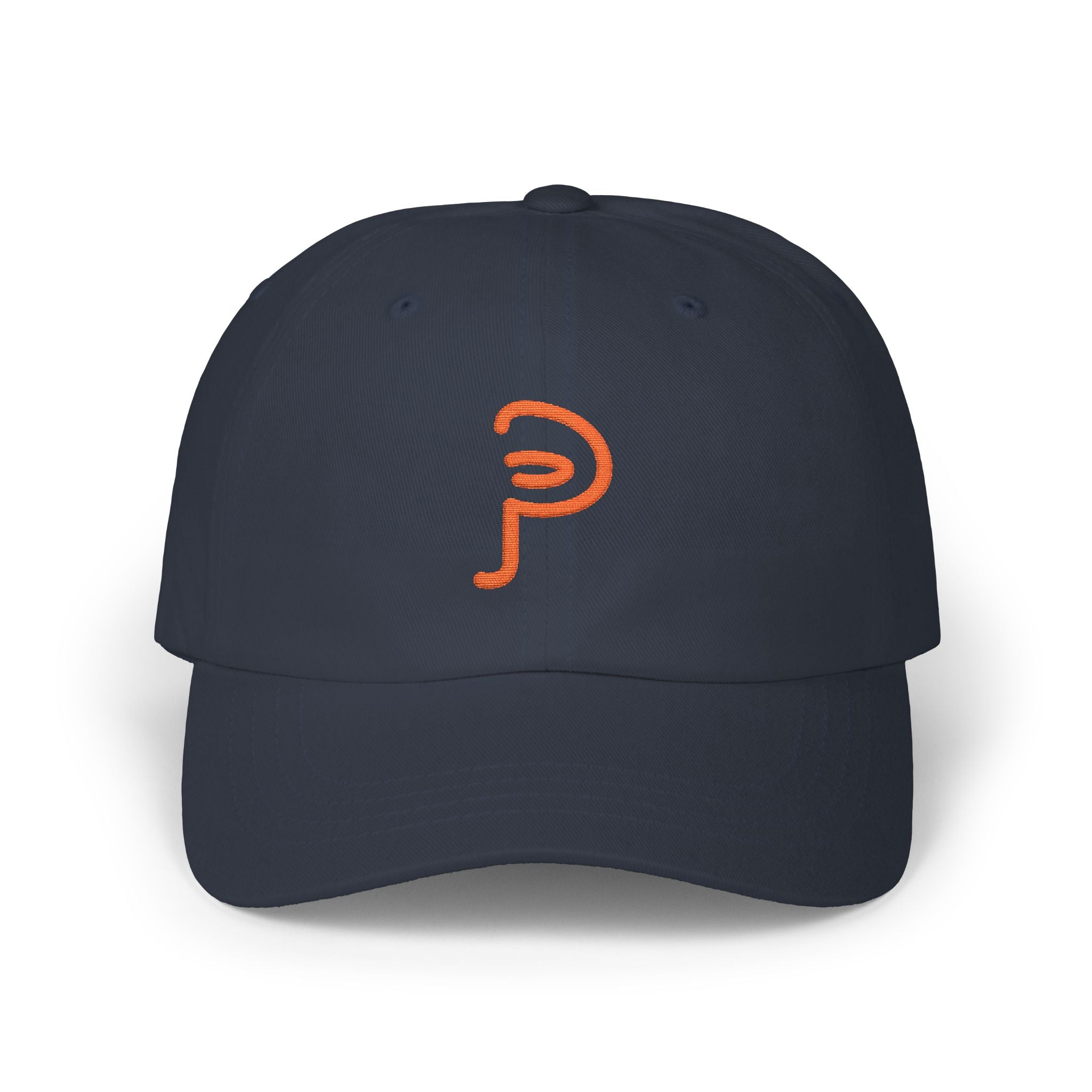 Plainly Dad Cap — Minimal Orange 'P' Embroidered Baseball Hat