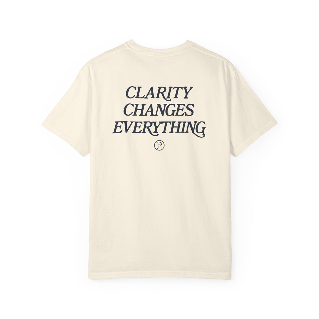 Clarity T-Shirt — "See It Plainly" Minimal Motivational Tee Navy lettering