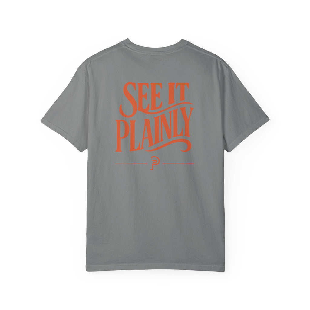 Copy of Clarity T-Shirt — "See It Plainly" script Minimal Motivational Tee orange lettering