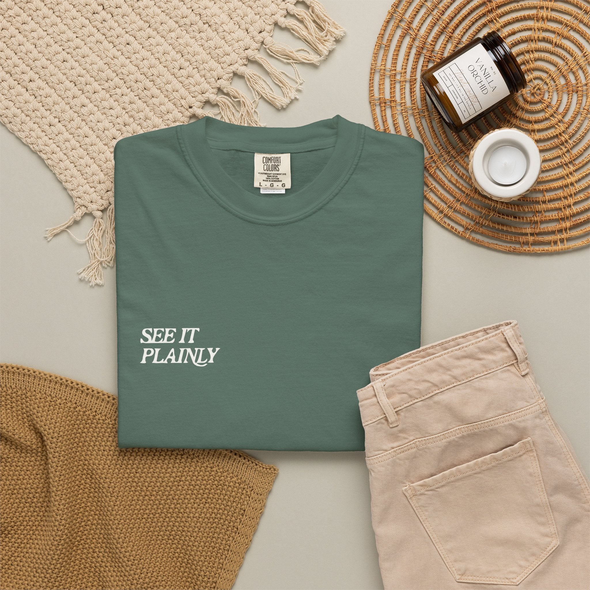 Clarity T-Shirt — "See It Plainly" Minimal Motivational Tee Cream lettering