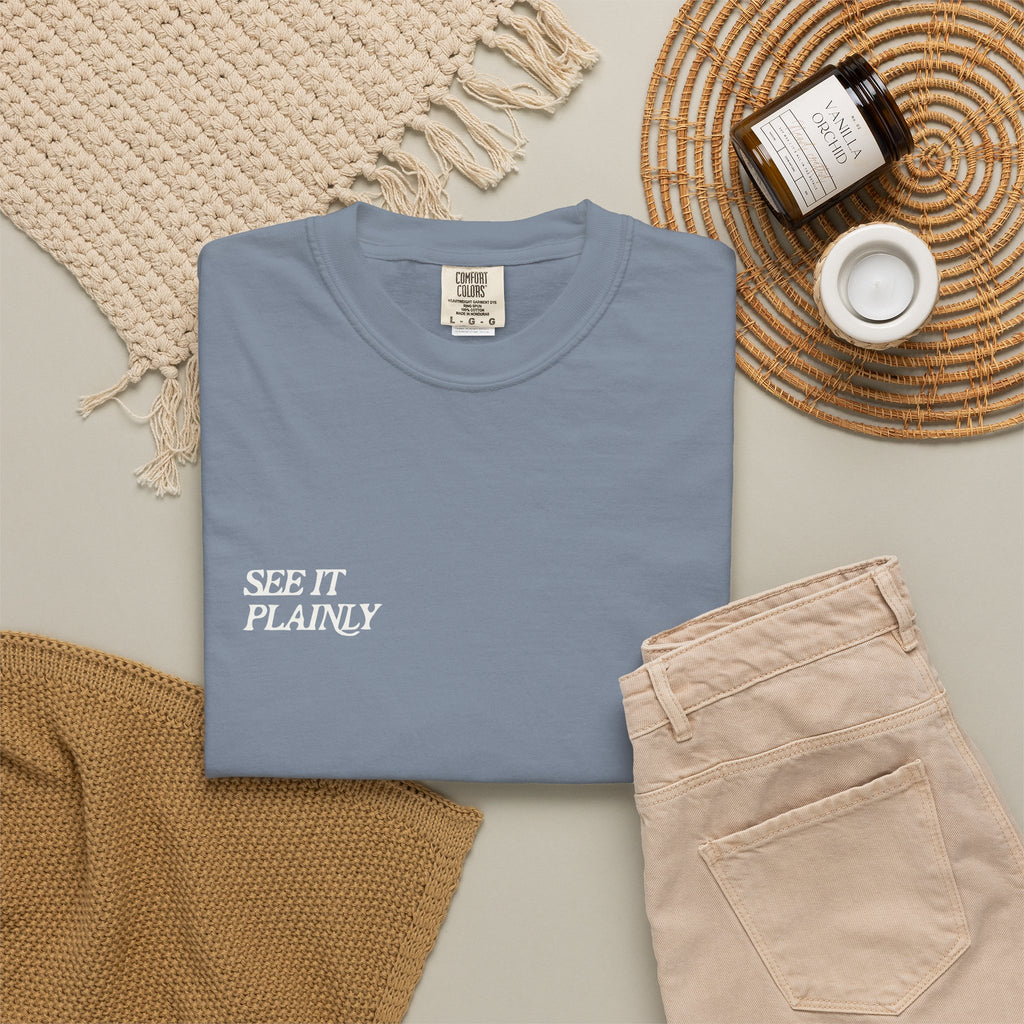 Clarity T-Shirt — "See It Plainly" Minimal Motivational Tee Cream lettering