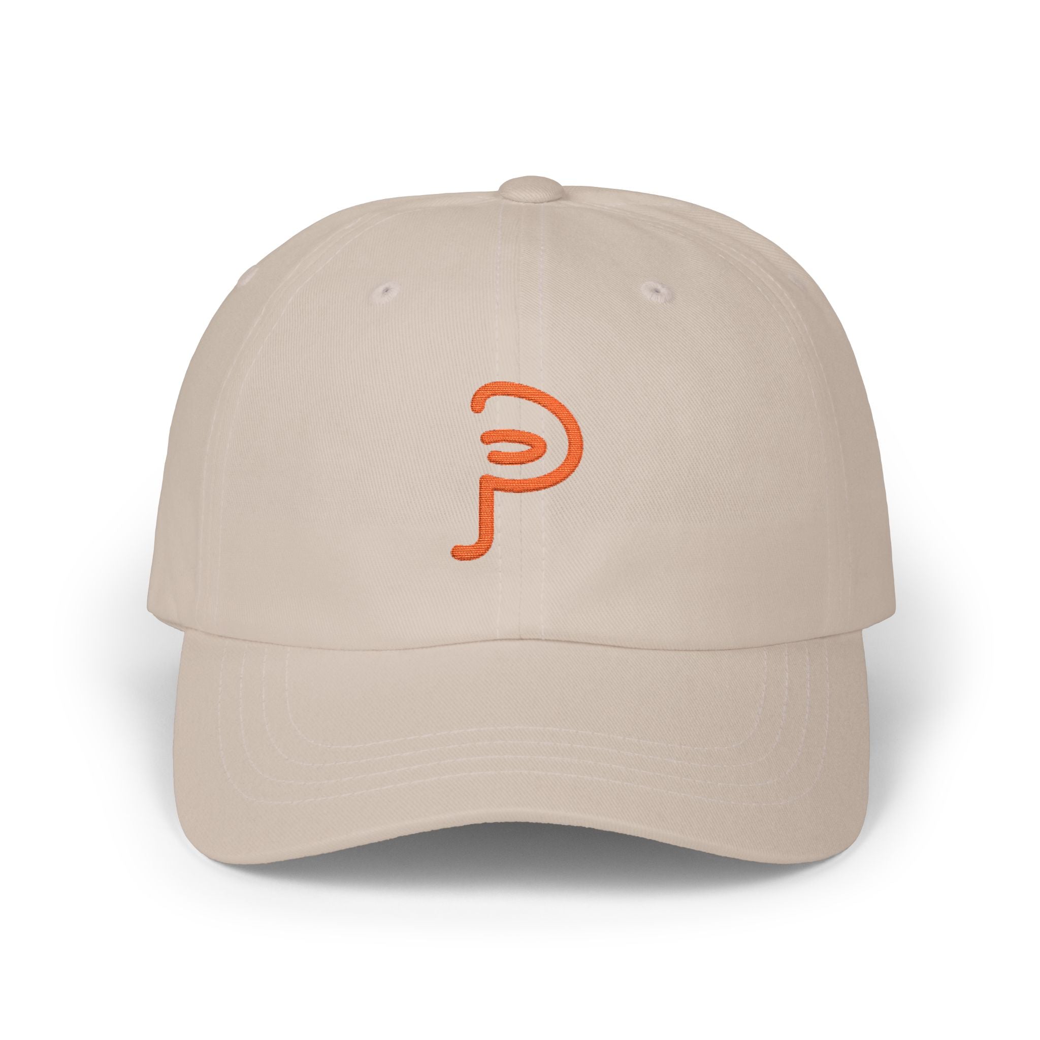 Plainly Dad Cap — Minimal Orange 'P' Embroidered Baseball Hat