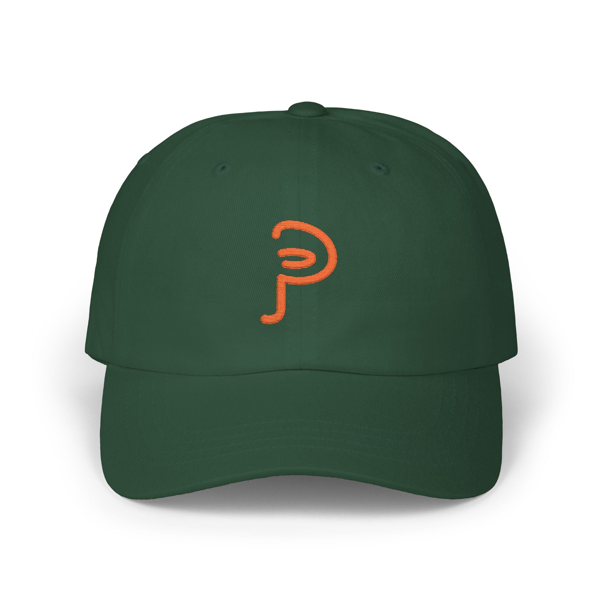 Plainly Dad Cap — Minimal Orange 'P' Embroidered Baseball Hat