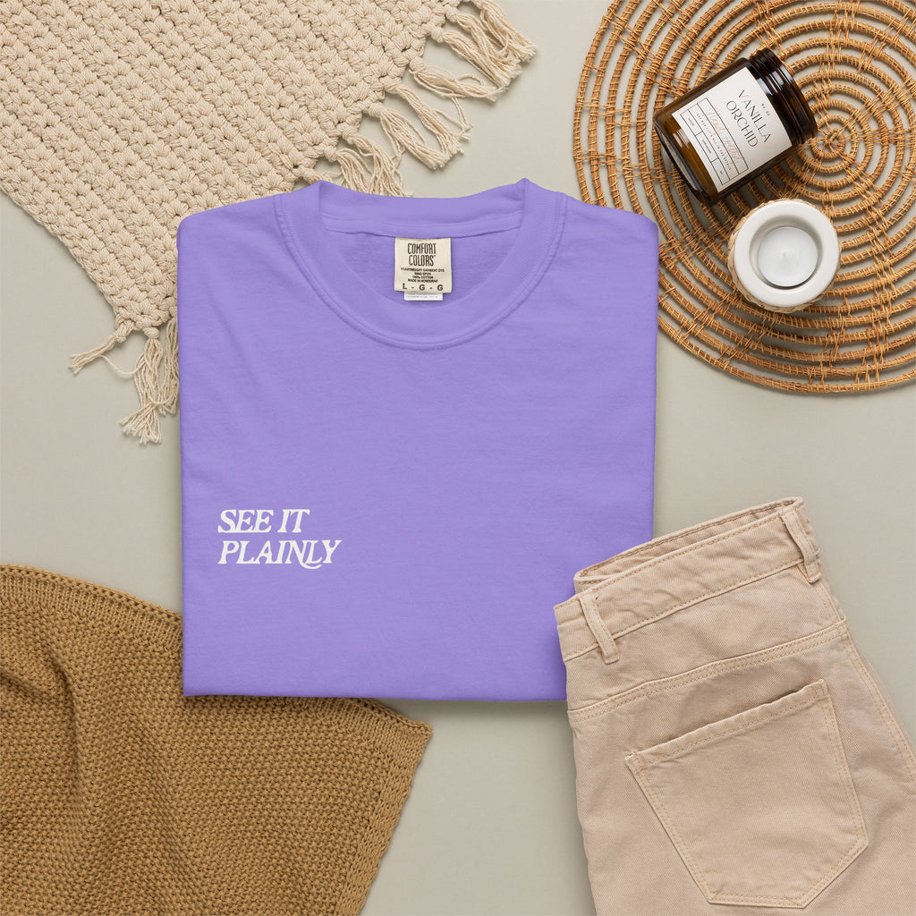 Clarity T-Shirt — "See It Plainly" Minimal Motivational Tee Cream lettering
