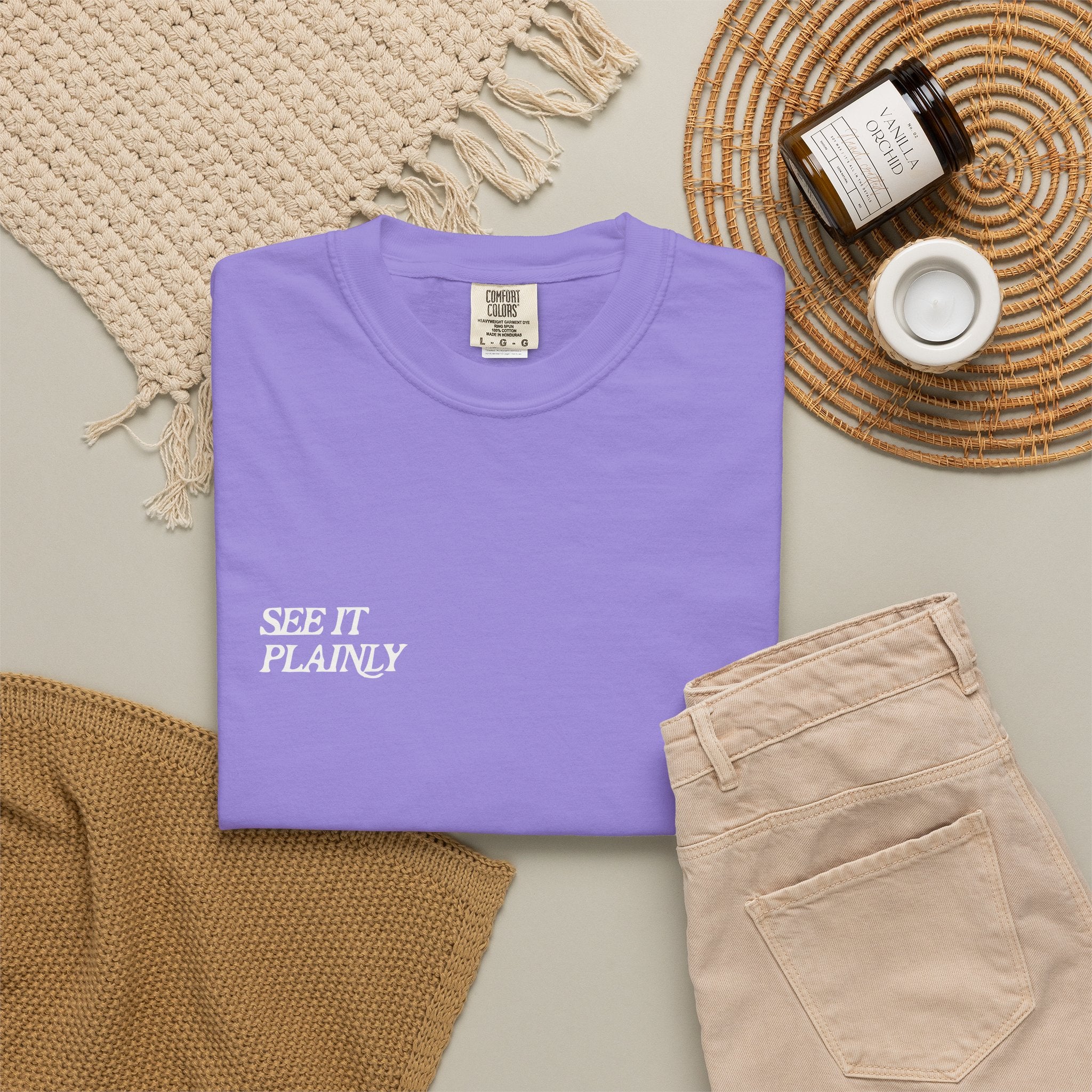 Clarity T-Shirt — "See It Plainly" Minimal Motivational Tee Cream lettering