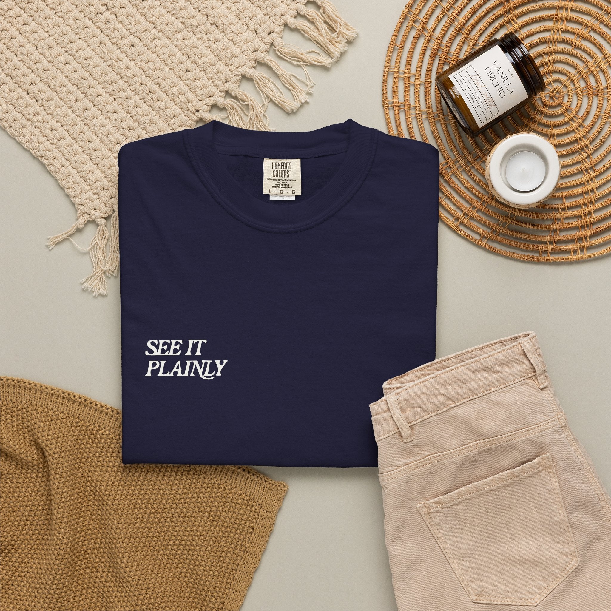 Clarity T-Shirt — "See It Plainly" Minimal Motivational Tee Cream lettering