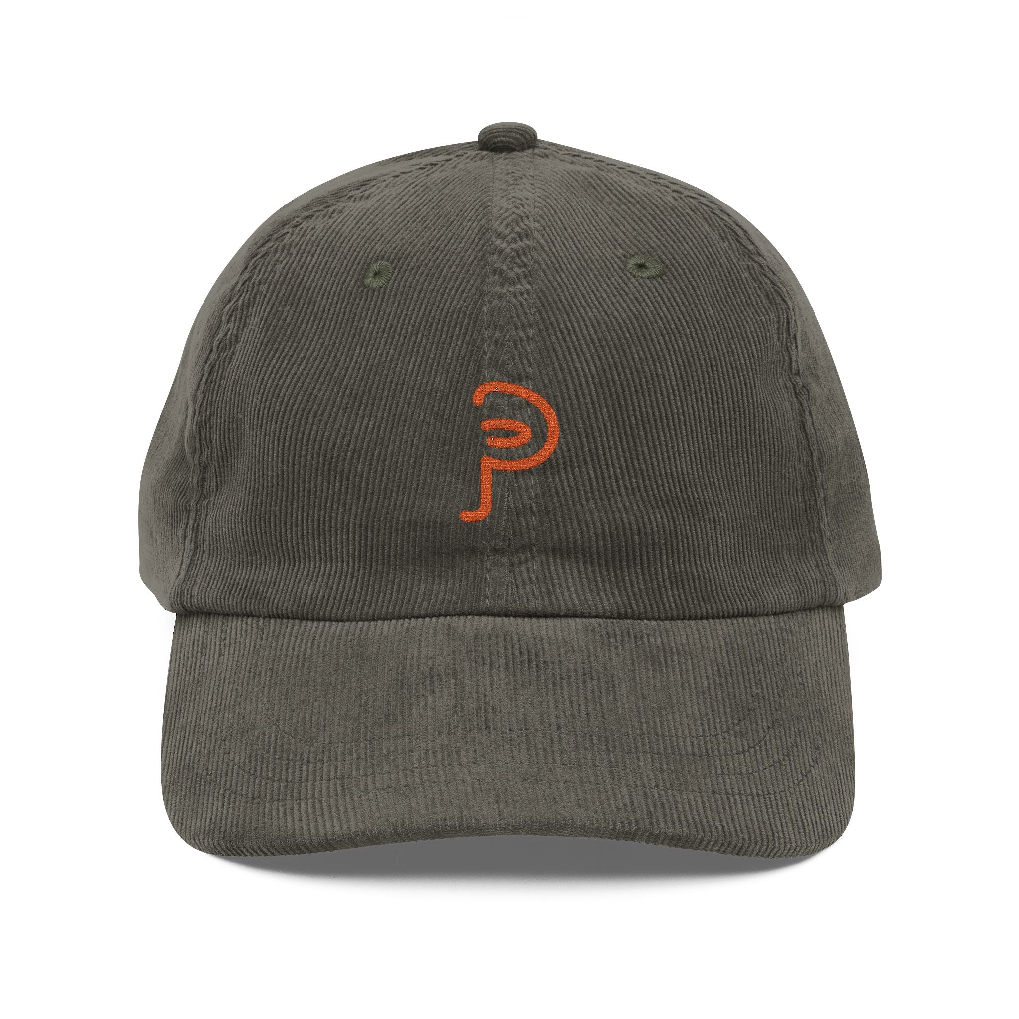 Plainly Vintage Corduroy Embroidered Cap — Rust Retro Dad Hat with Minimal 'P' Logo
