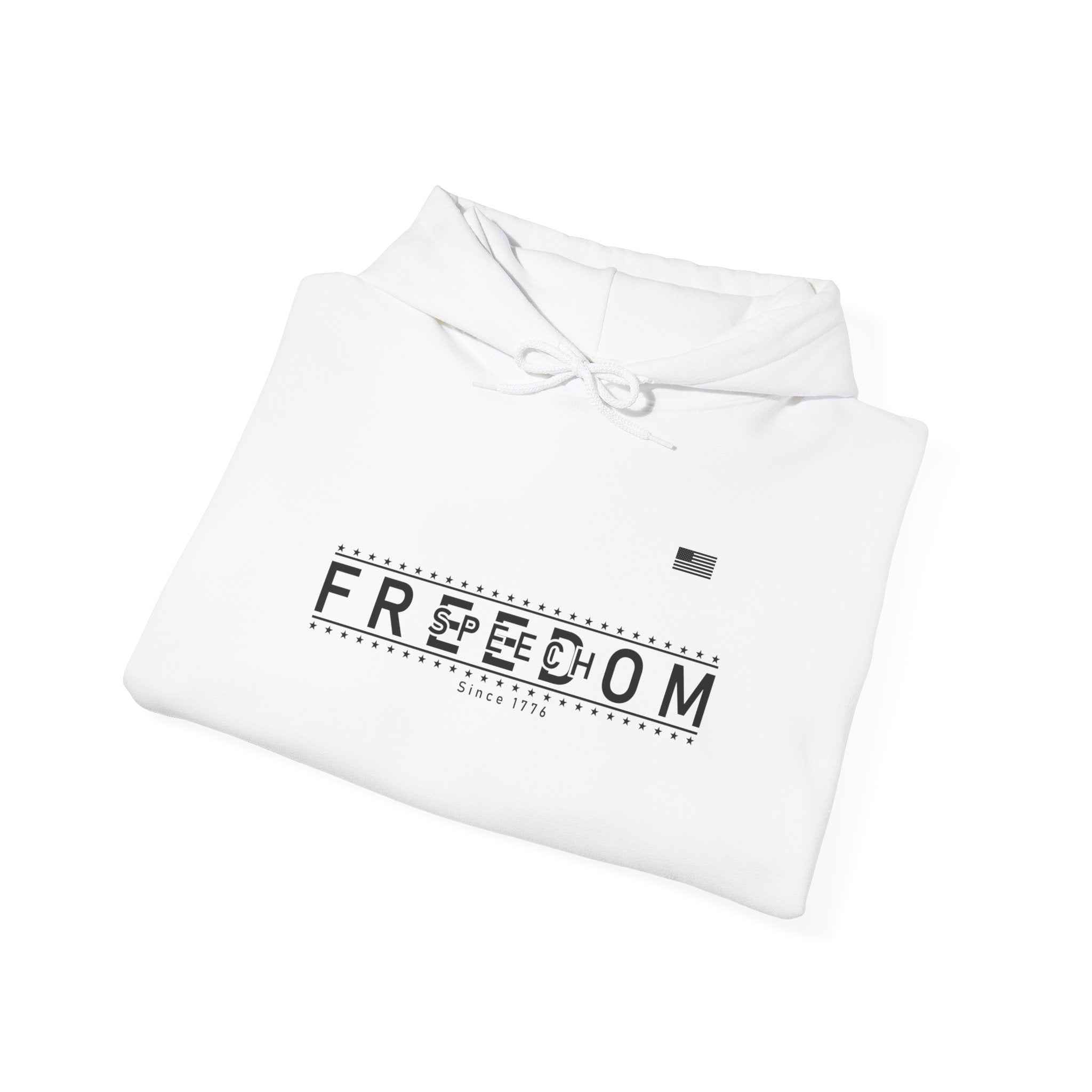 Freedom Hoodie — 'We the People' Monochrome American Flag Sweatshirt