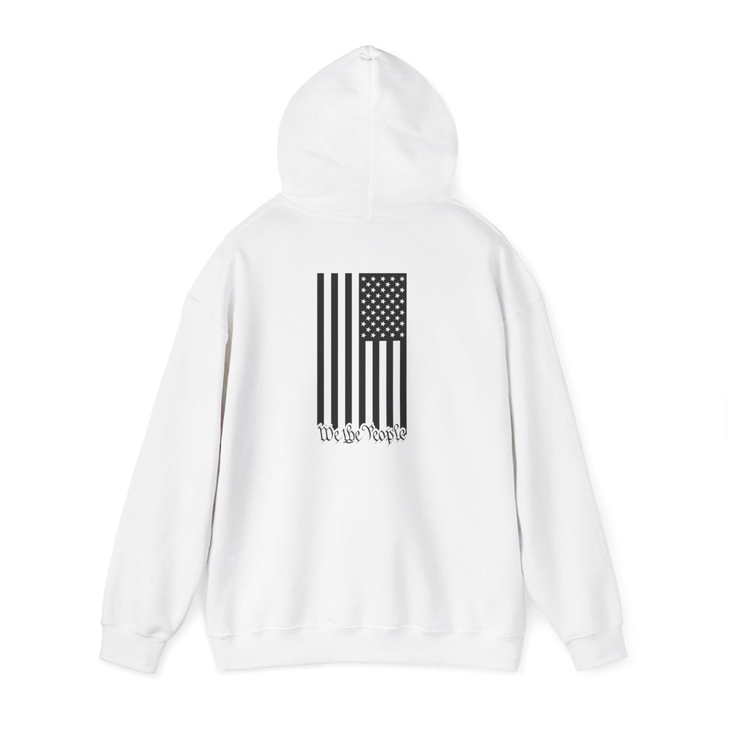 Freedom Hoodie — 'We the People' Monochrome American Flag Sweatshirt