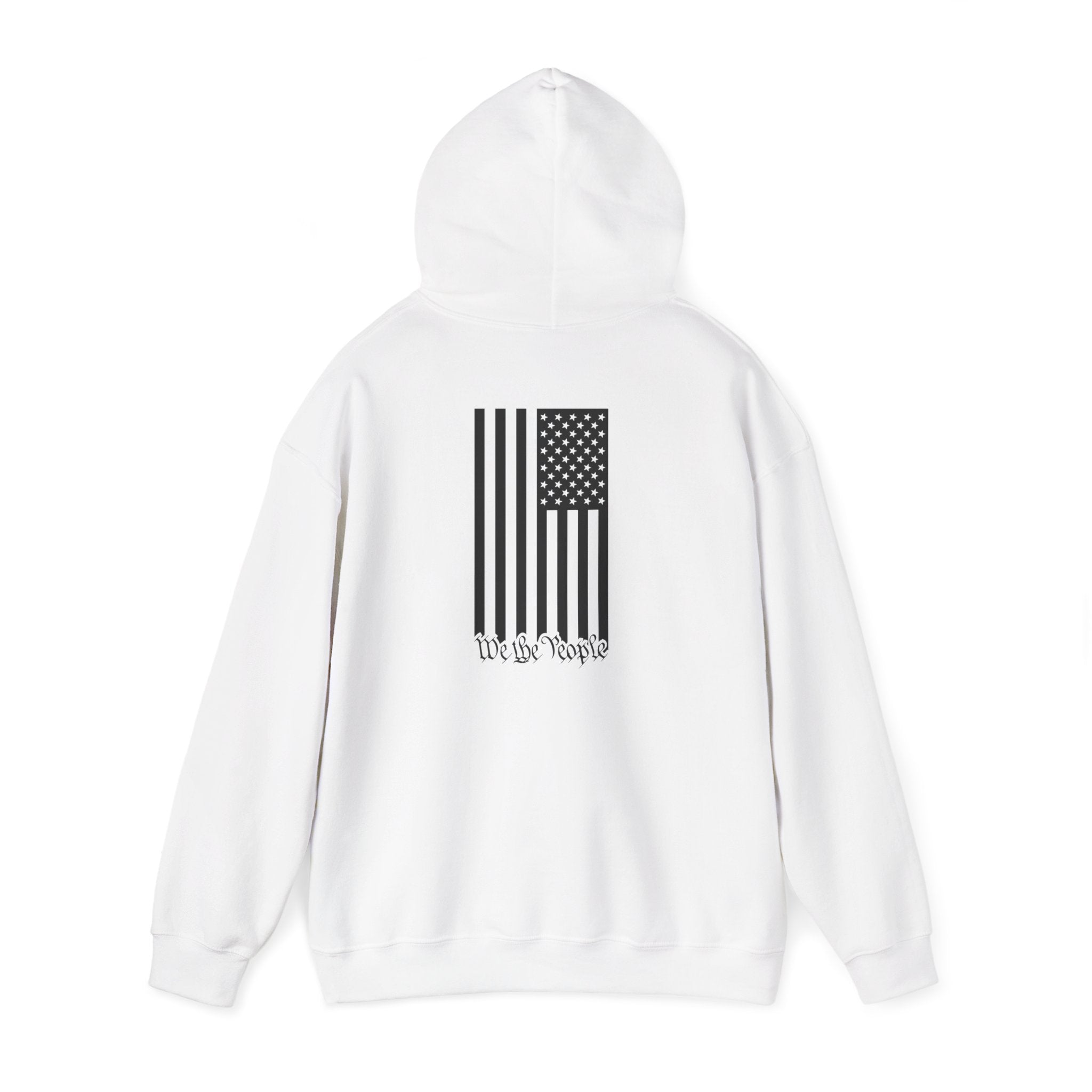 Freedom Hoodie — 'We the People' Monochrome American Flag Sweatshirt