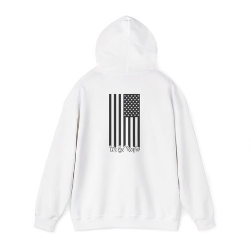 Freedom Hoodie — 'We the People' Monochrome American Flag Sweatshirt