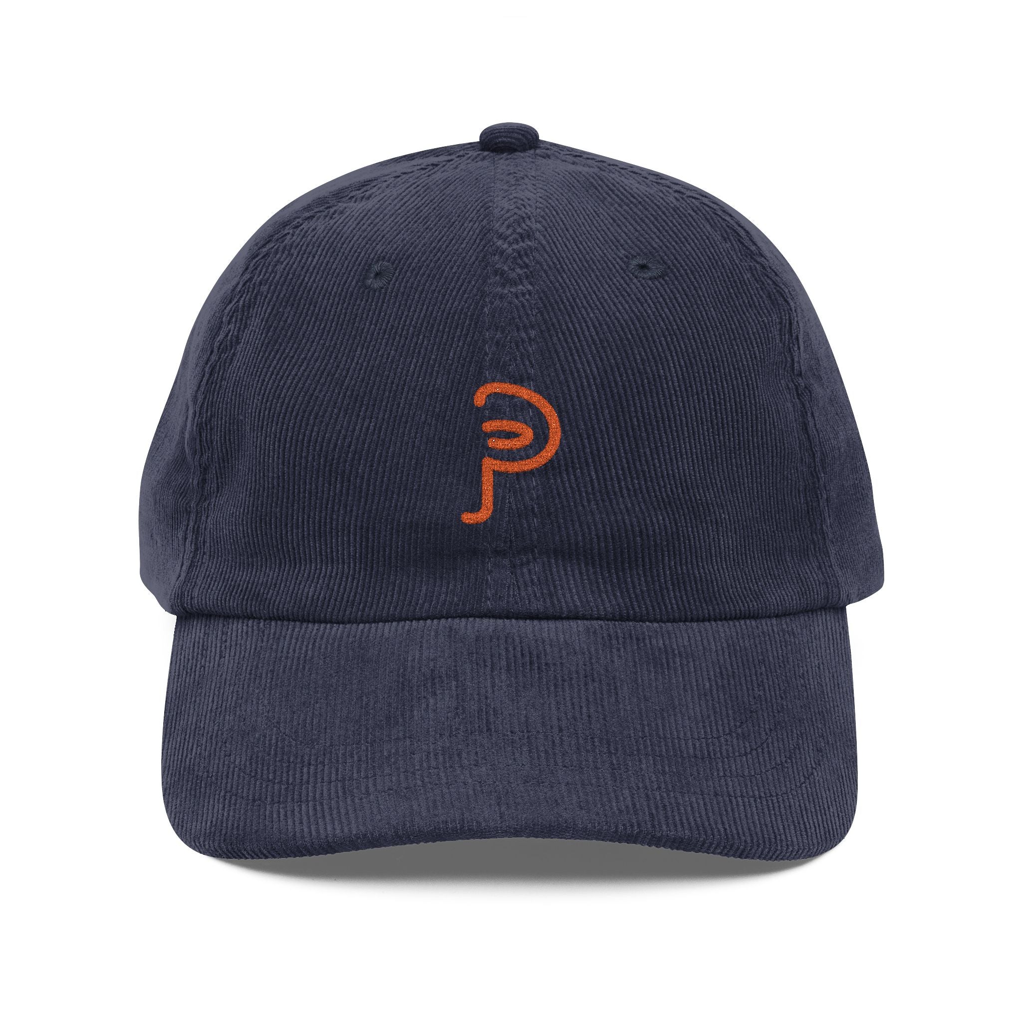 Plainly Vintage Corduroy Embroidered Cap — Rust Retro Dad Hat with Minimal 'P' Logo