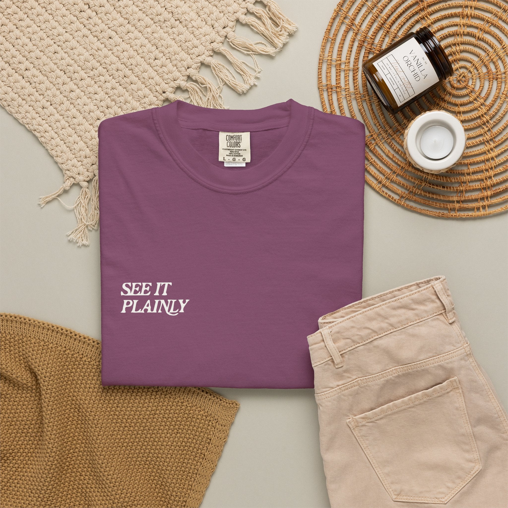 Clarity T-Shirt — "See It Plainly" Minimal Motivational Tee Cream lettering
