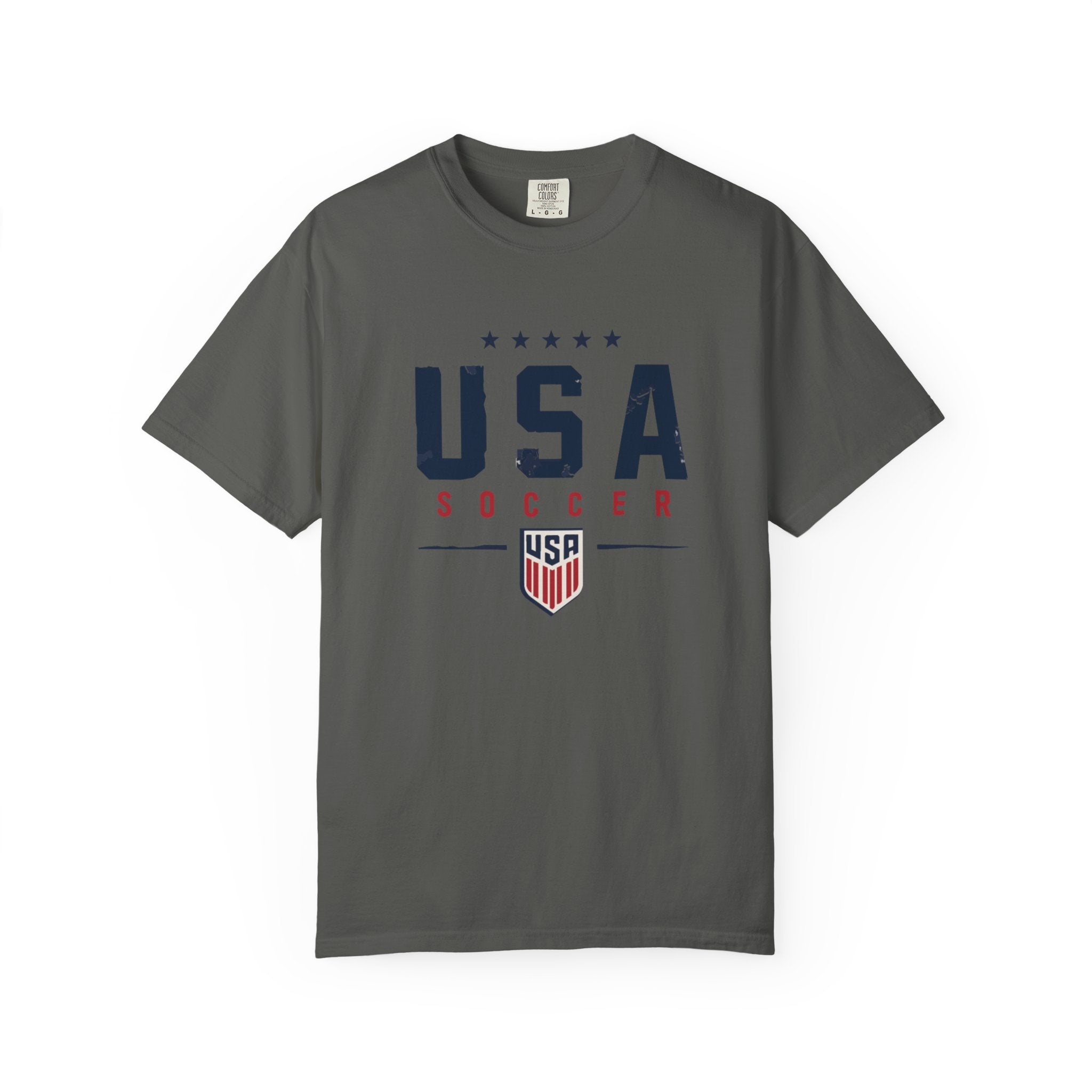 USA Soccer T-Shirt — Vintage Patriotic Soccer Tee with Crest