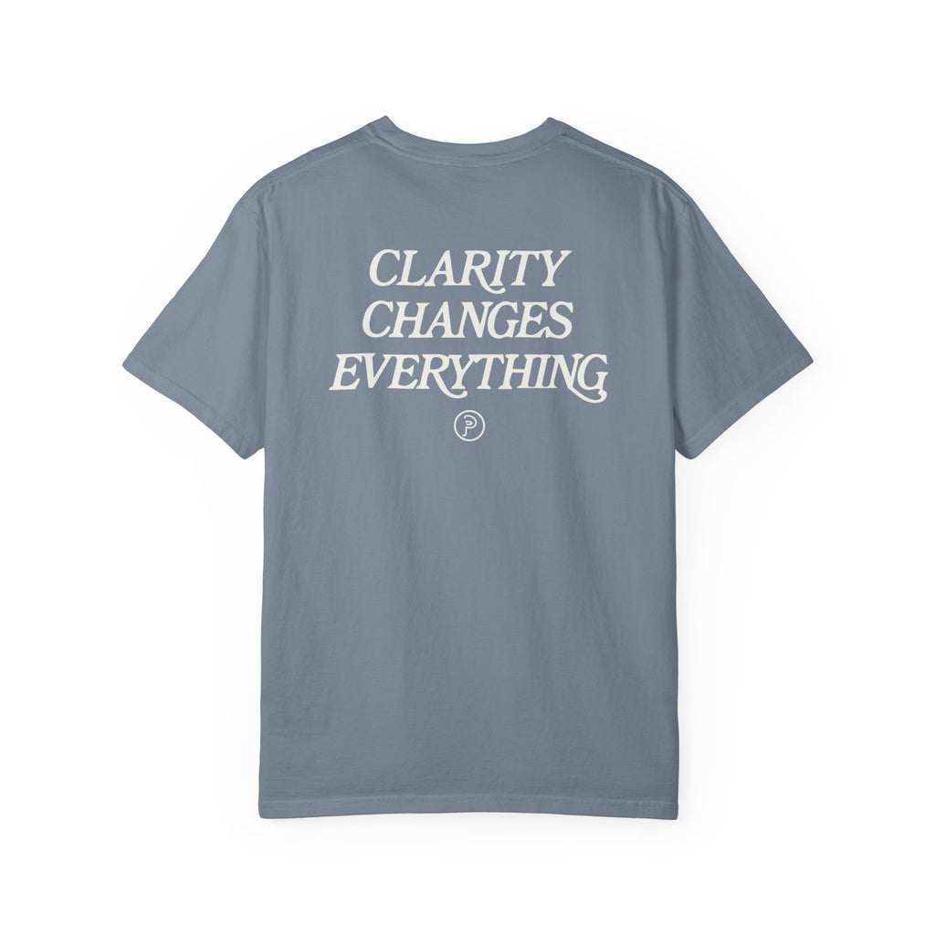 Clarity T-Shirt — "See It Plainly" Minimal Motivational Tee Cream lettering