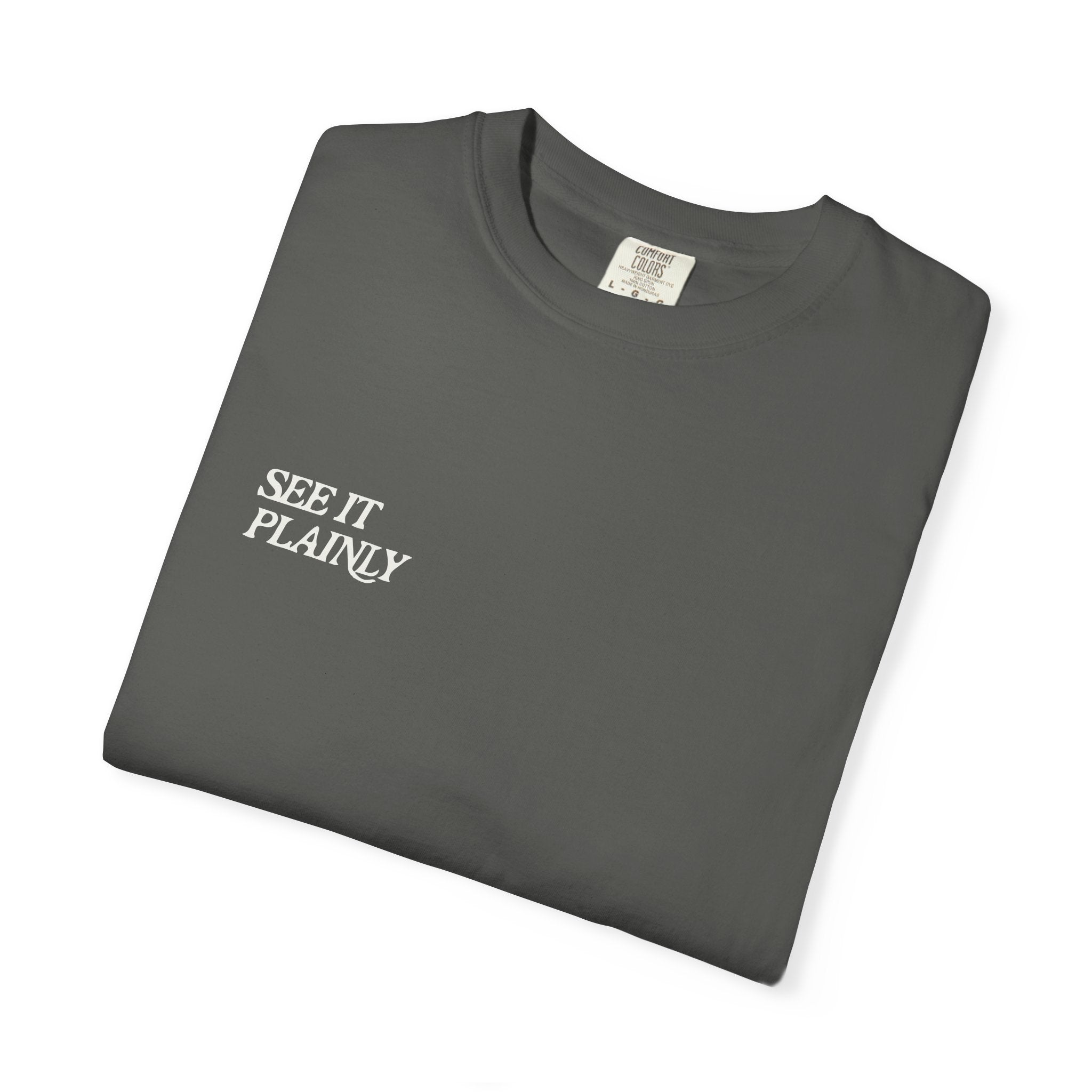 Clarity T-Shirt — "See It Plainly" Minimal Motivational Tee Cream lettering