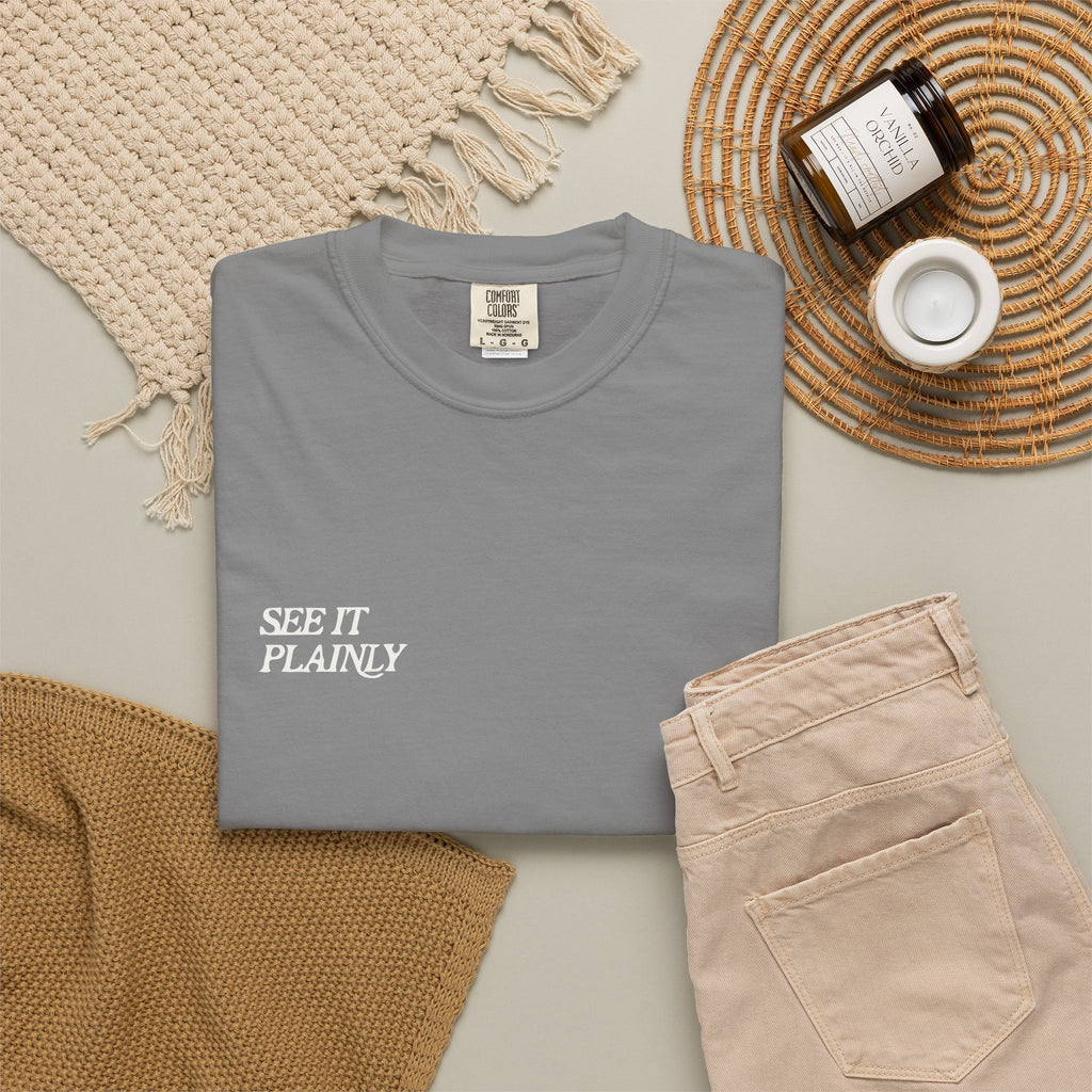 Clarity T-Shirt — "See It Plainly" Minimal Motivational Tee Cream lettering
