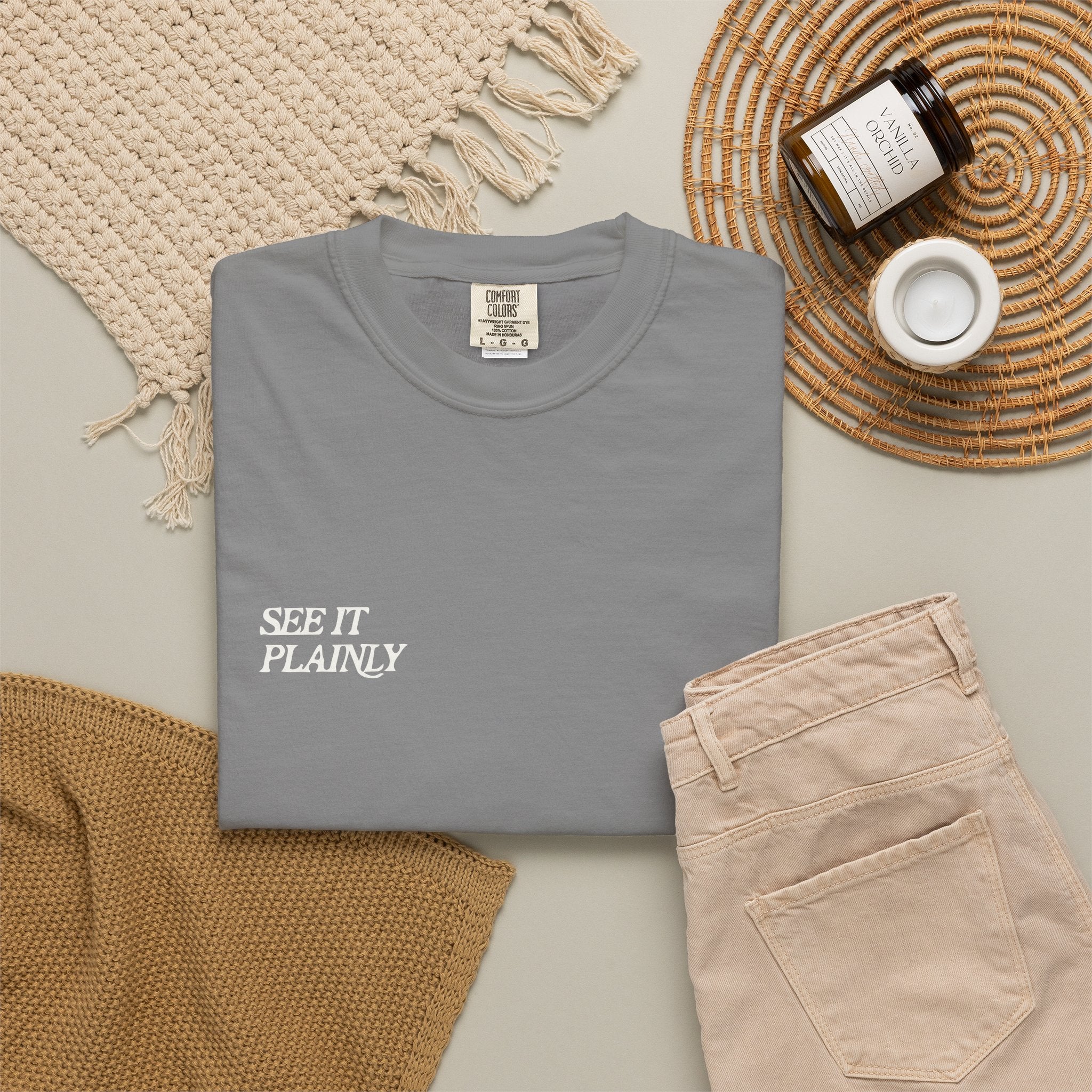 Clarity T-Shirt — "See It Plainly" Minimal Motivational Tee Cream lettering