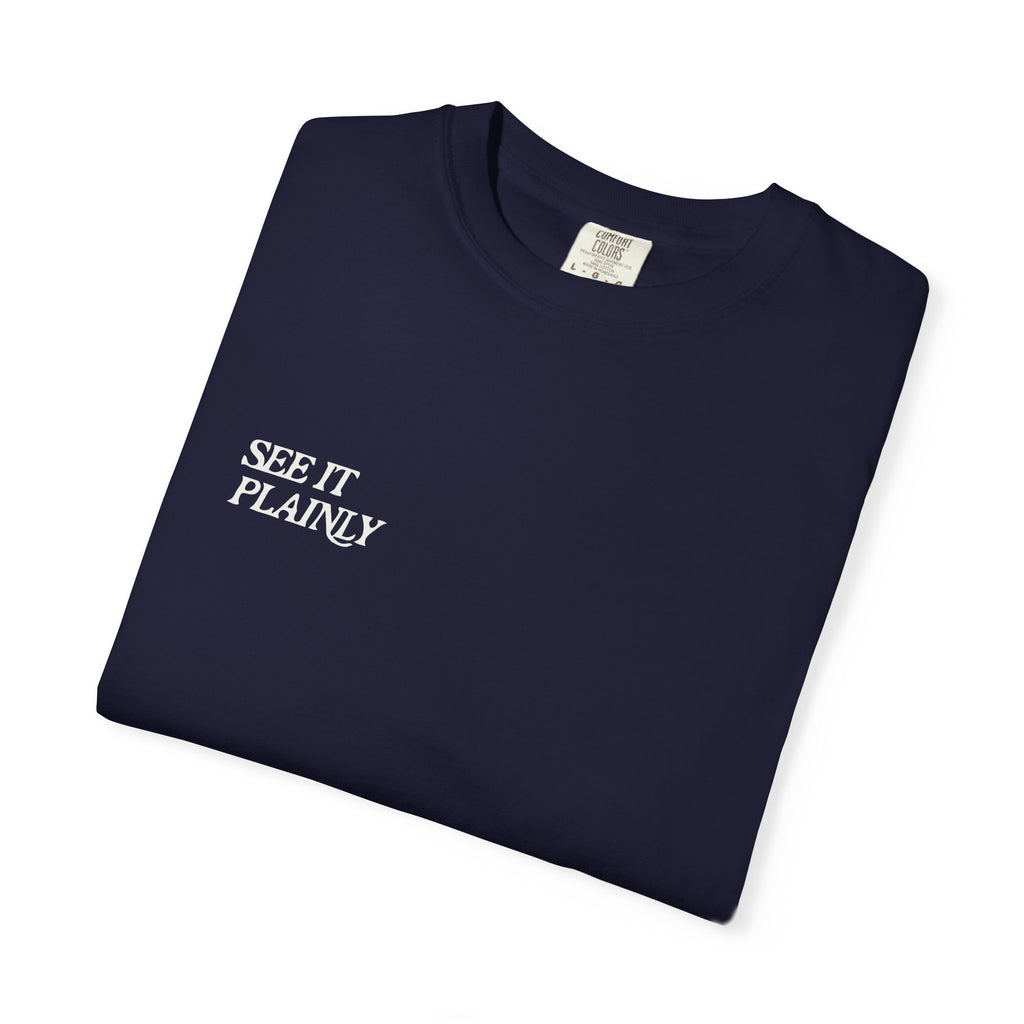 Clarity T-Shirt — "See It Plainly" Minimal Motivational Tee Cream lettering