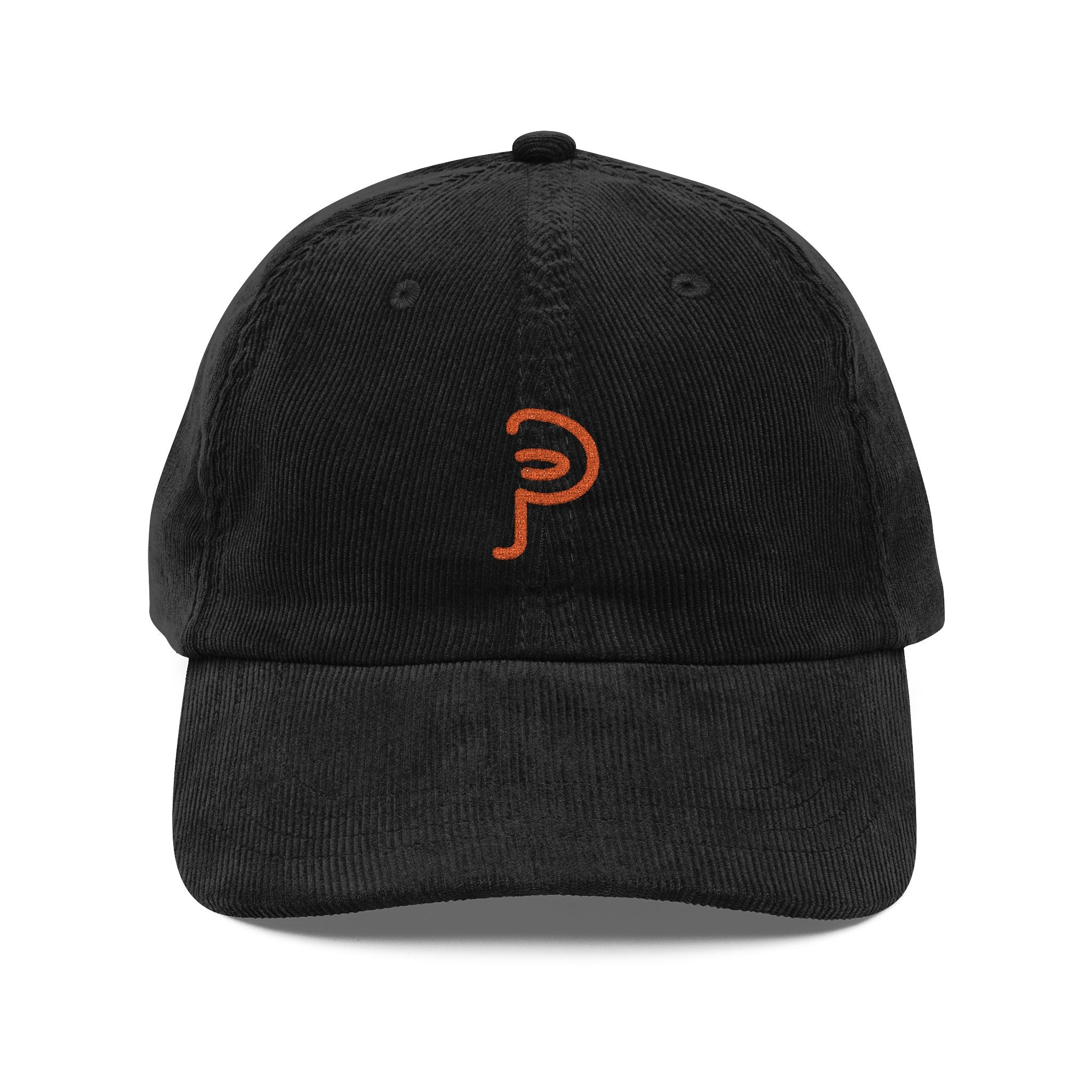 Plainly Vintage Corduroy Embroidered Cap — Rust Retro Dad Hat with Minimal 'P' Logo