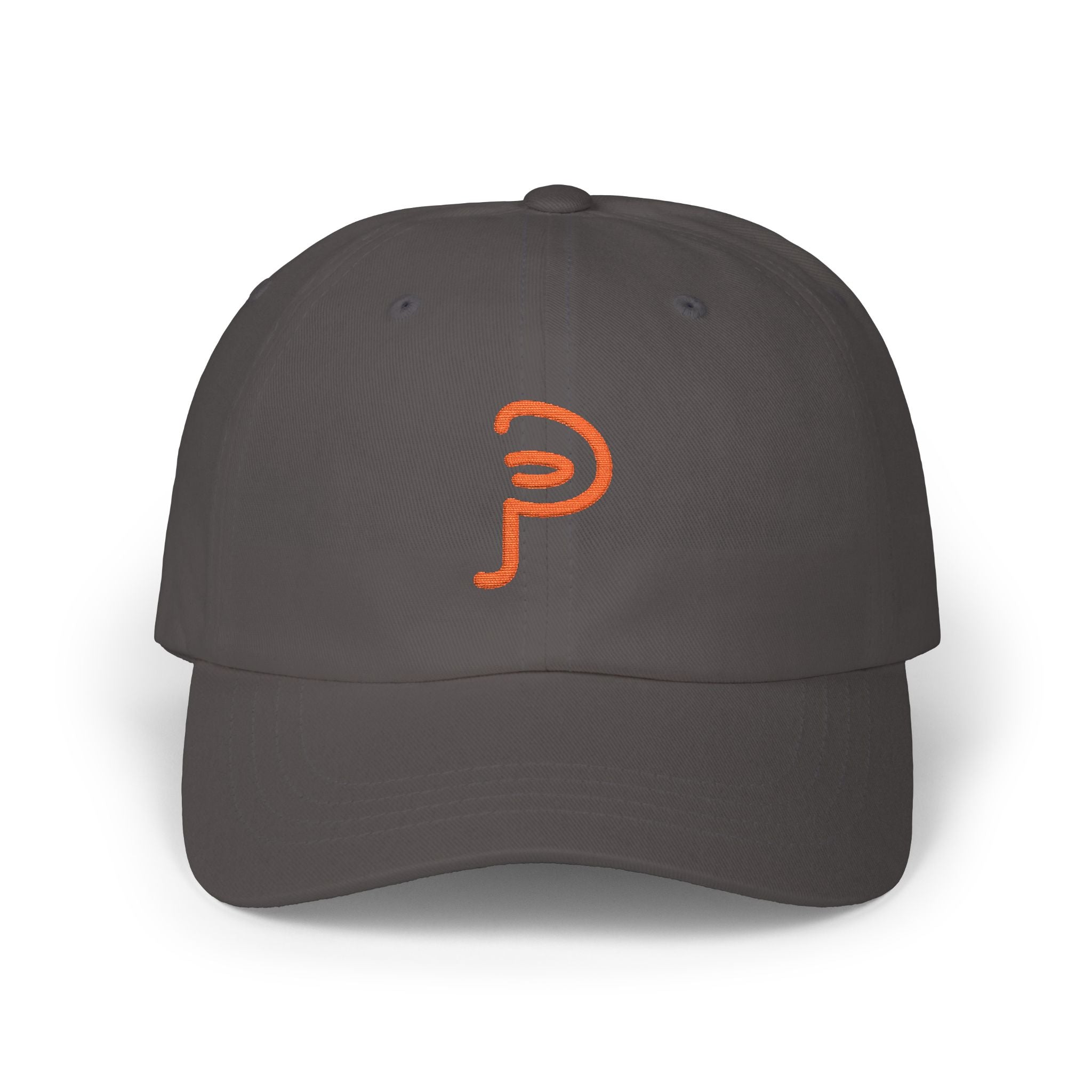 Plainly Dad Cap — Minimal Orange 'P' Embroidered Baseball Hat