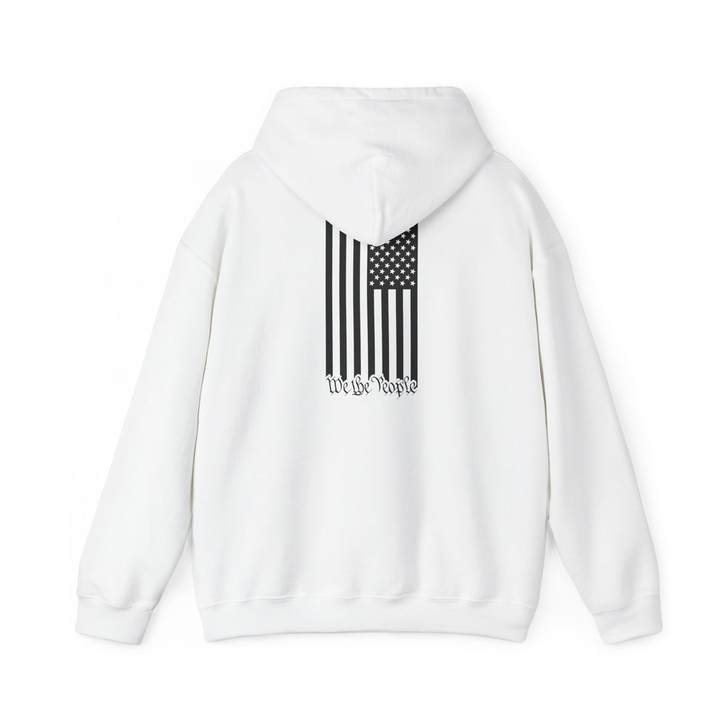 Freedom Hoodie — 'We the People' Monochrome American Flag Sweatshirt