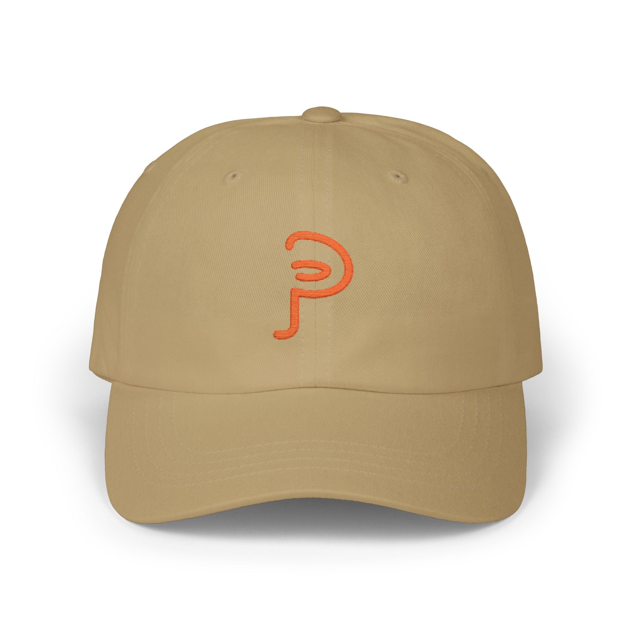 Plainly Dad Cap — Minimal Orange 'P' Embroidered Baseball Hat