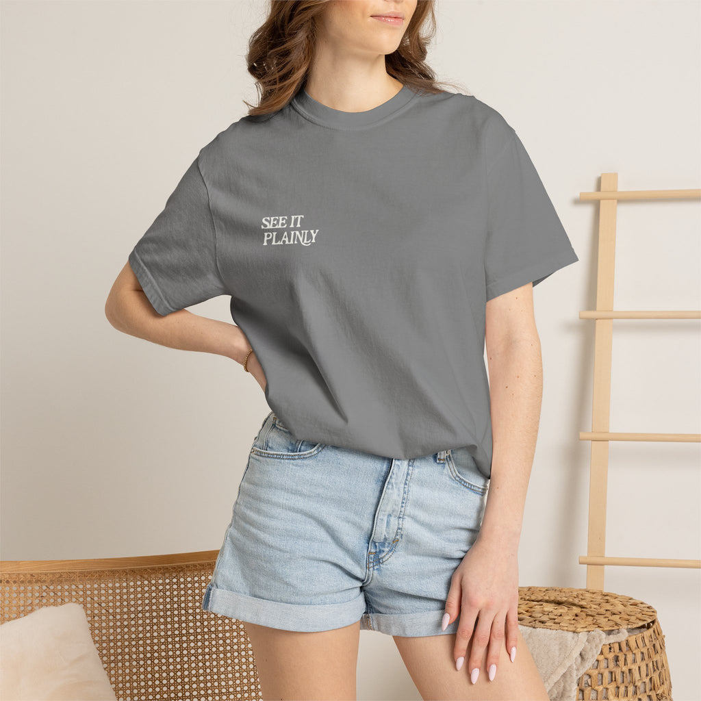 Clarity T-Shirt — "See It Plainly" Minimal Motivational Tee Cream lettering