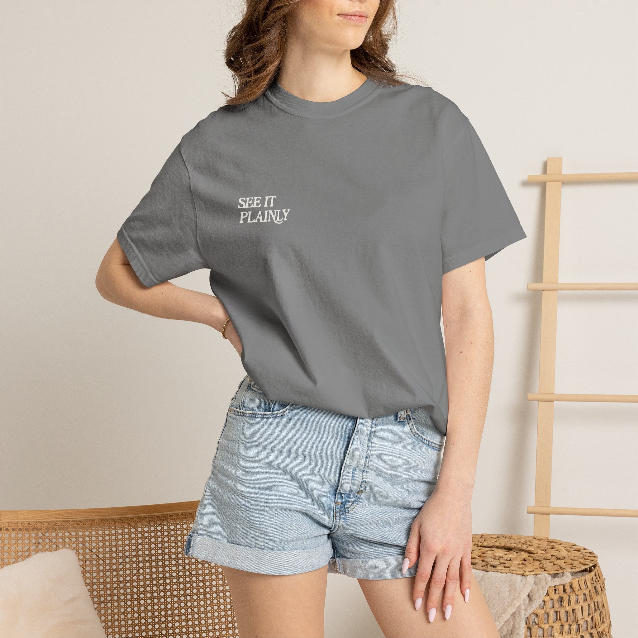 Clarity T-Shirt — "See It Plainly" Minimal Motivational Tee Cream lettering