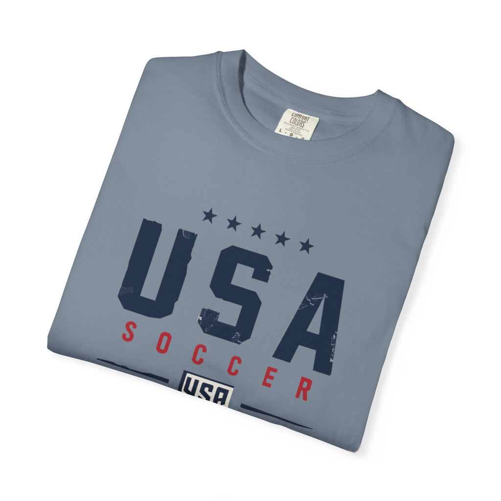 USA Soccer T-Shirt — Vintage Patriotic Soccer Tee with Crest