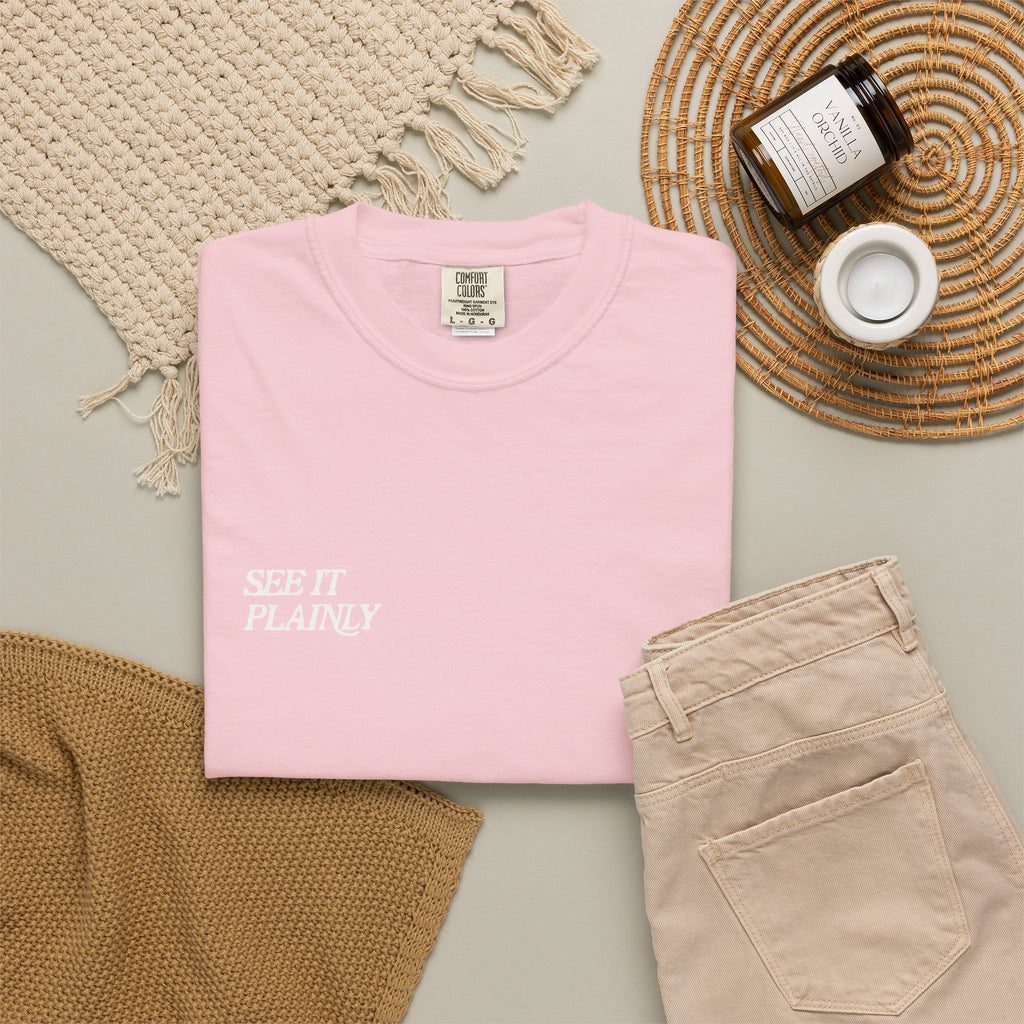 Clarity T-Shirt — "See It Plainly" Minimal Motivational Tee Cream lettering