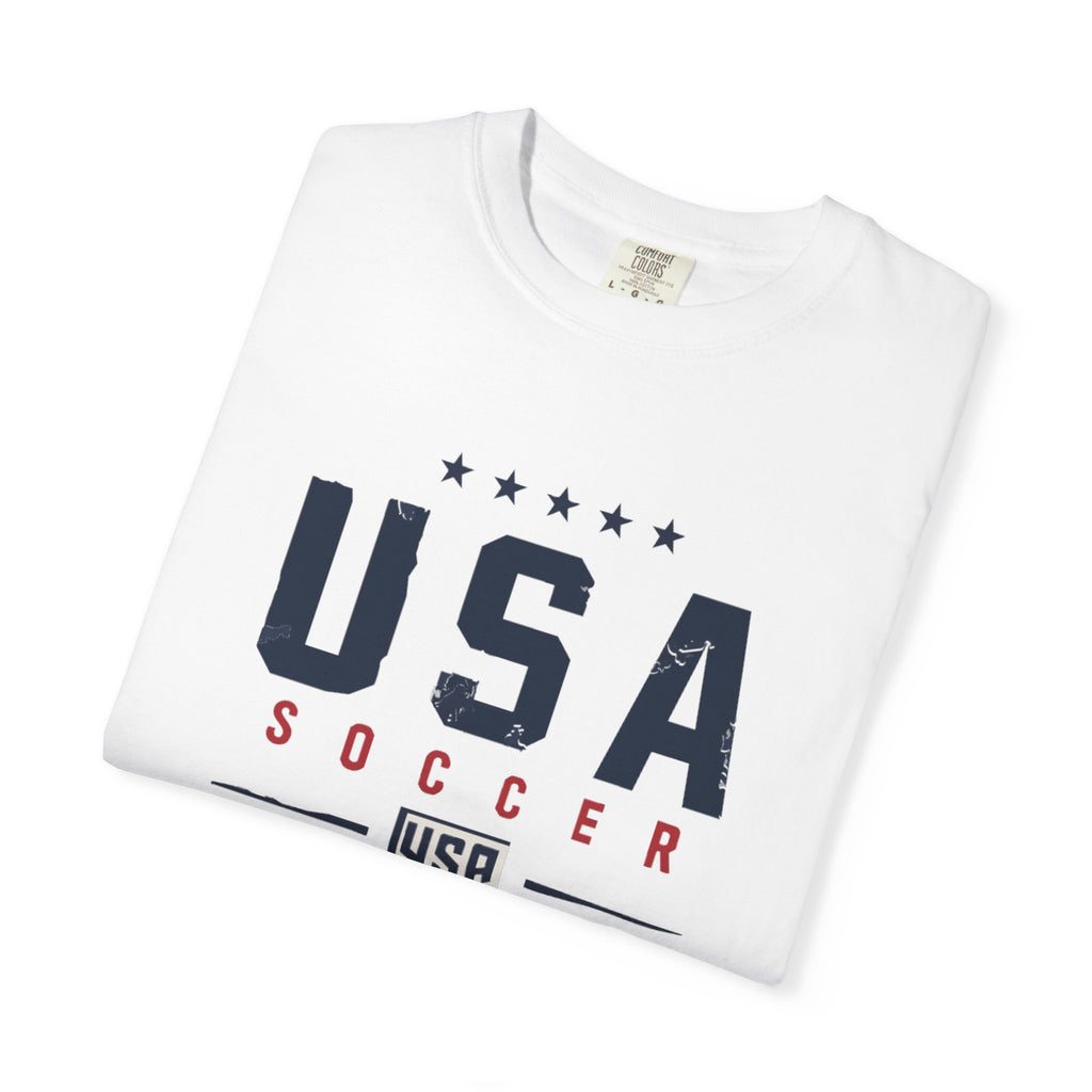 USA Soccer T-Shirt — Vintage Patriotic Soccer Tee with Crest