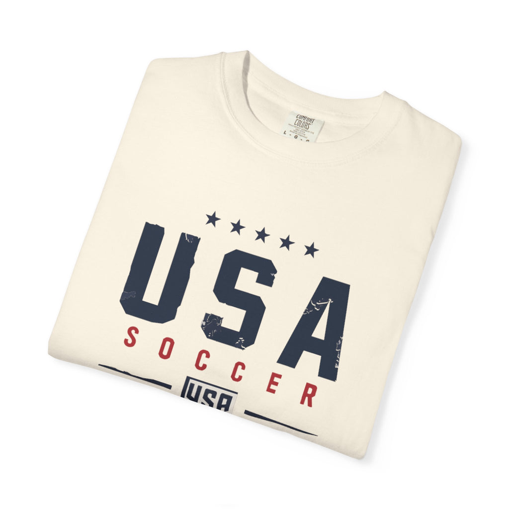 USA Soccer T-Shirt — Vintage Patriotic Soccer Tee with Crest