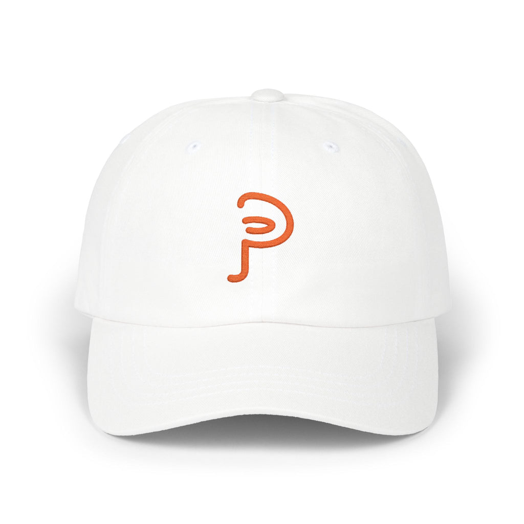 Plainly Dad Cap — Minimal Orange 'P' Embroidered Baseball Hat