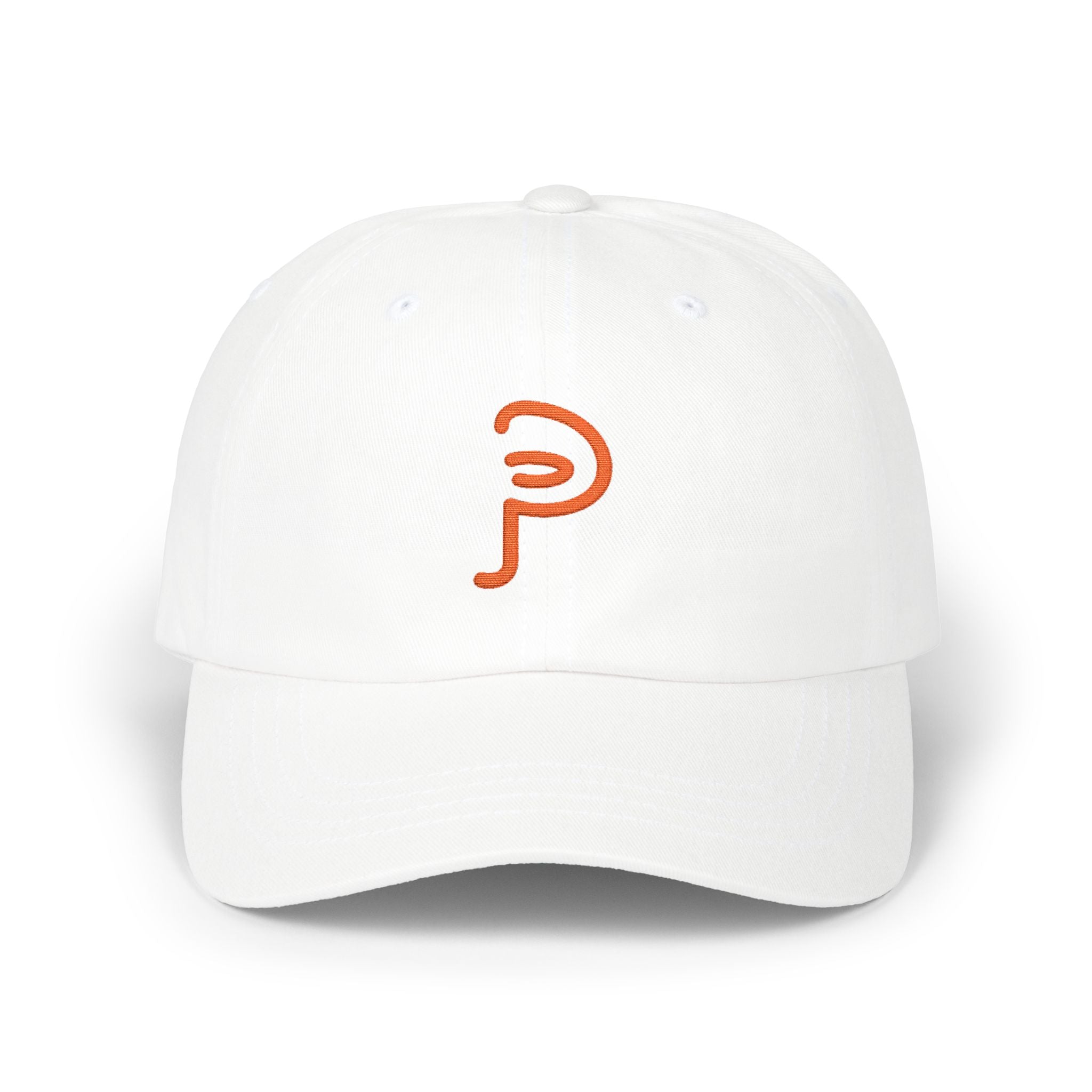 Plainly Dad Cap — Minimal Orange 'P' Embroidered Baseball Hat