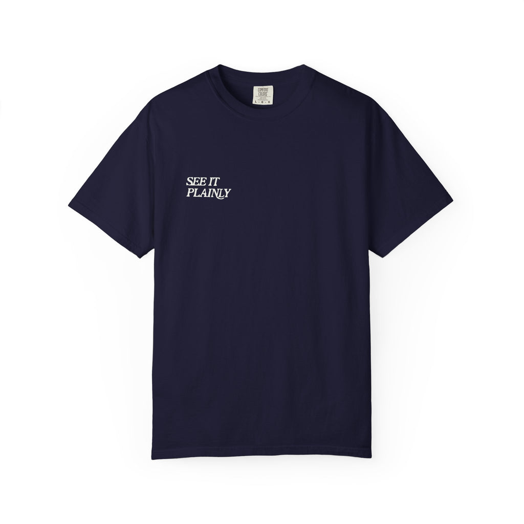 Clarity T-Shirt — "See It Plainly" Minimal Motivational Tee Cream lettering