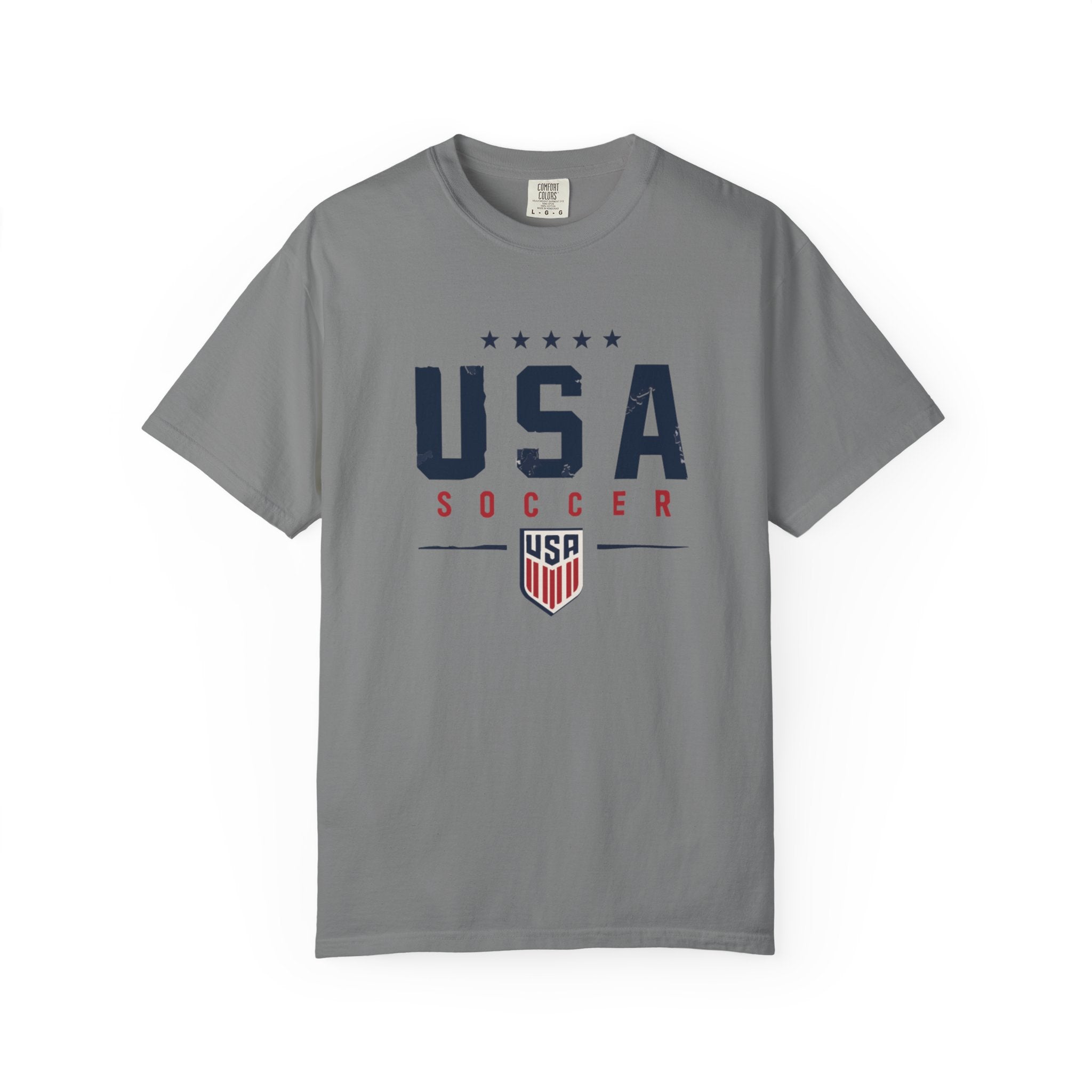 USA Soccer T-Shirt — Vintage Patriotic Soccer Tee with Crest