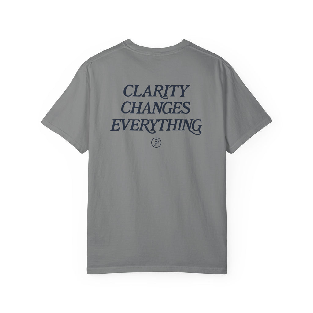 Clarity T-Shirt — "See It Plainly" Minimal Motivational Tee Navy lettering