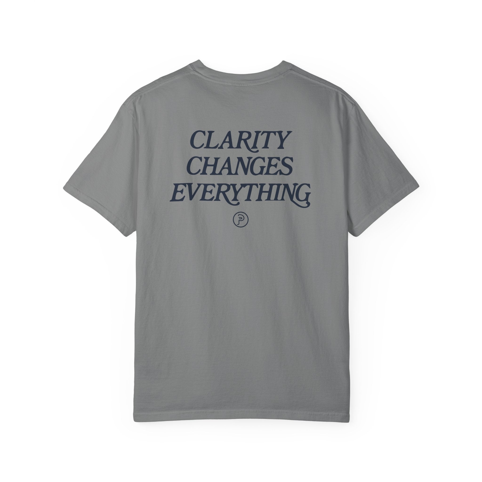 Clarity T-Shirt — "See It Plainly" Minimal Motivational Tee Navy lettering