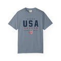 USA Soccer T-Shirt — Vintage Patriotic Soccer Tee with Crest